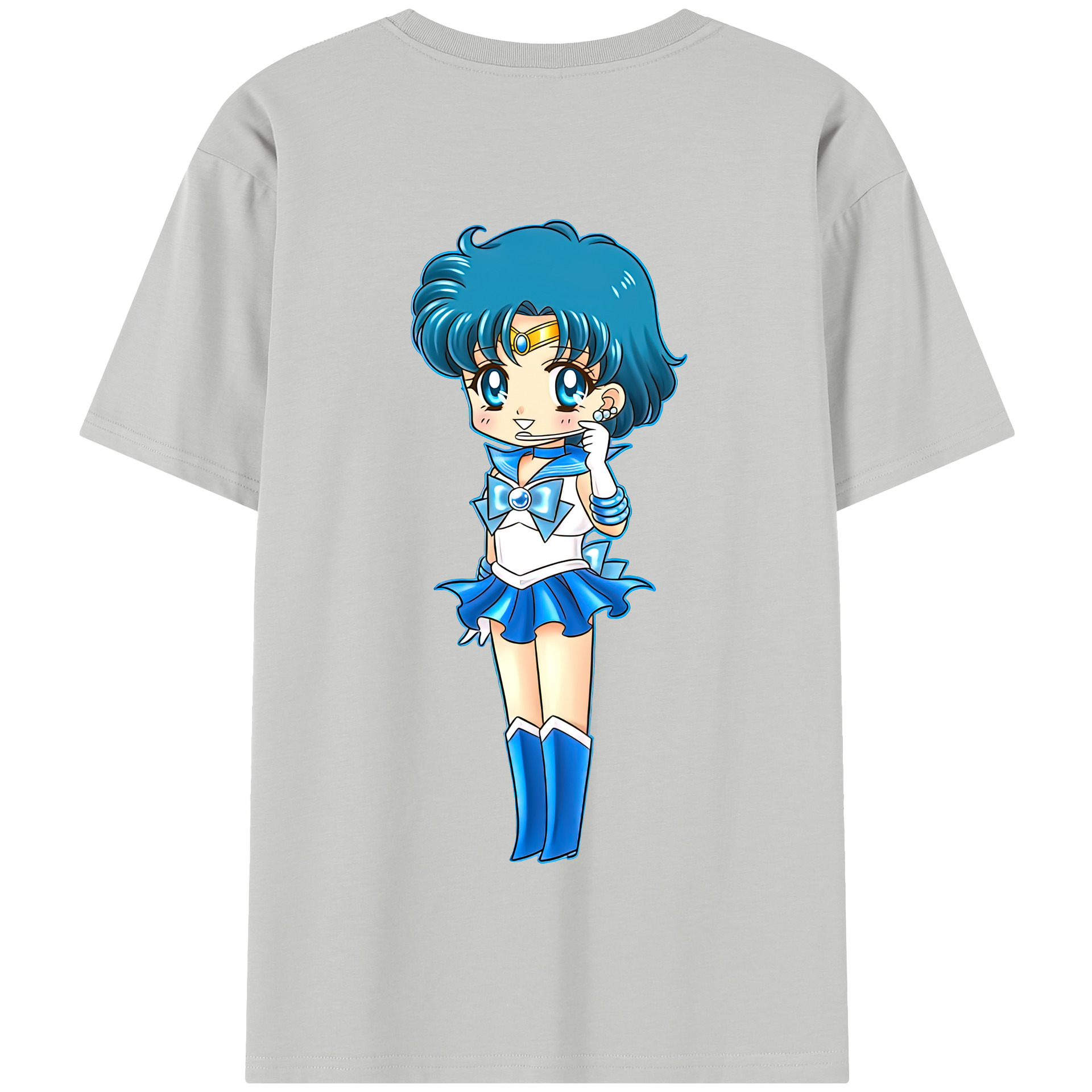 （画像用） 美少女戦士セーラームーン 水野 亜美 みずの あみ Sailor Moon Mizuno Ami 綿100％半袖Tシャツ（背面プリント）