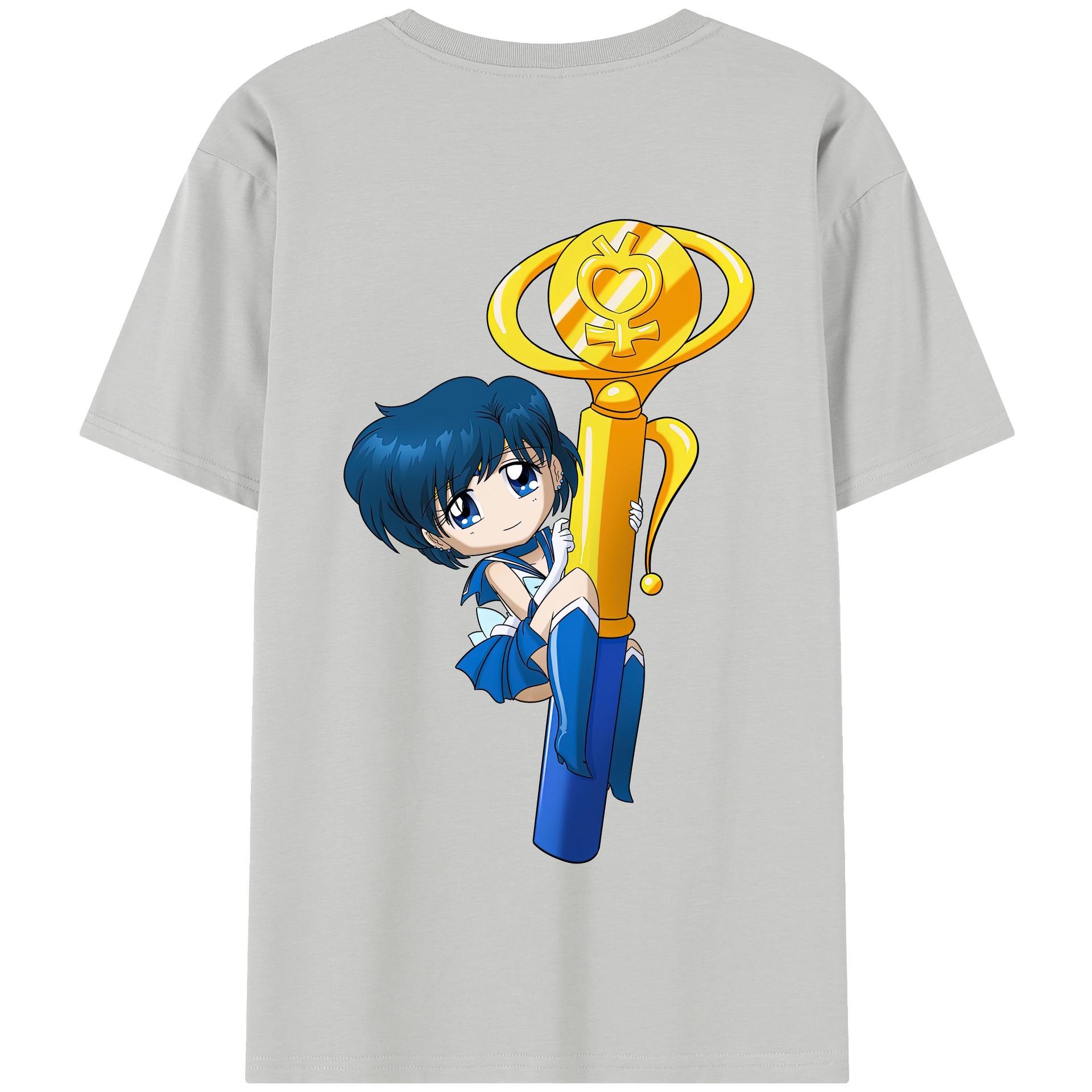（画像用） 美少女戦士セーラームーン 水野 亜美 みずの あみ Sailor Moon Mizuno Ami 綿100％半袖Tシャツ（背面プリント）