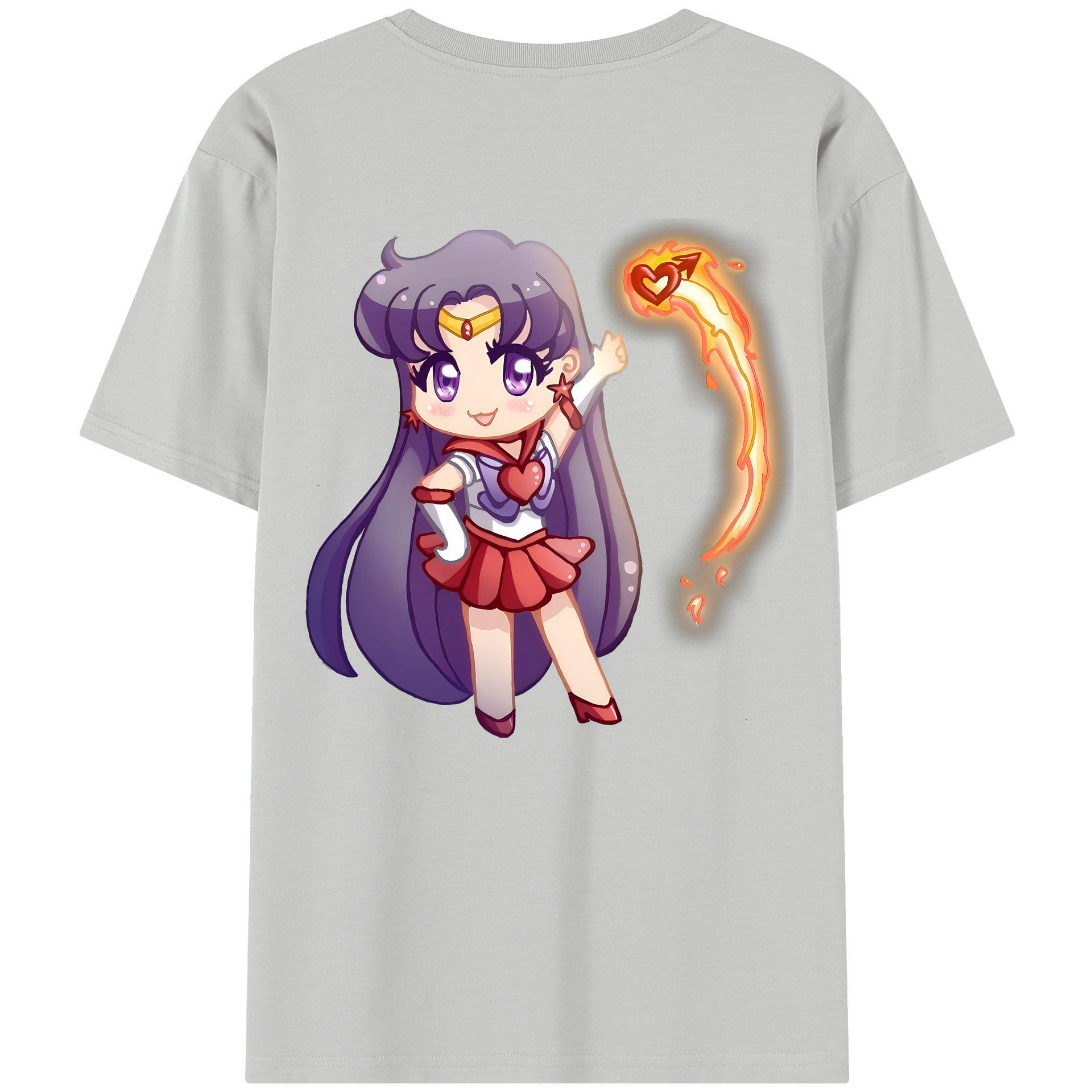 （画像用） 美少女戦士セーラームーン 火野レイ ひの レイ Sailor Moon Hino Rei （セーラーマーズ,Sailor Mars） 綿100％半袖Tシャツ（背面プリント）