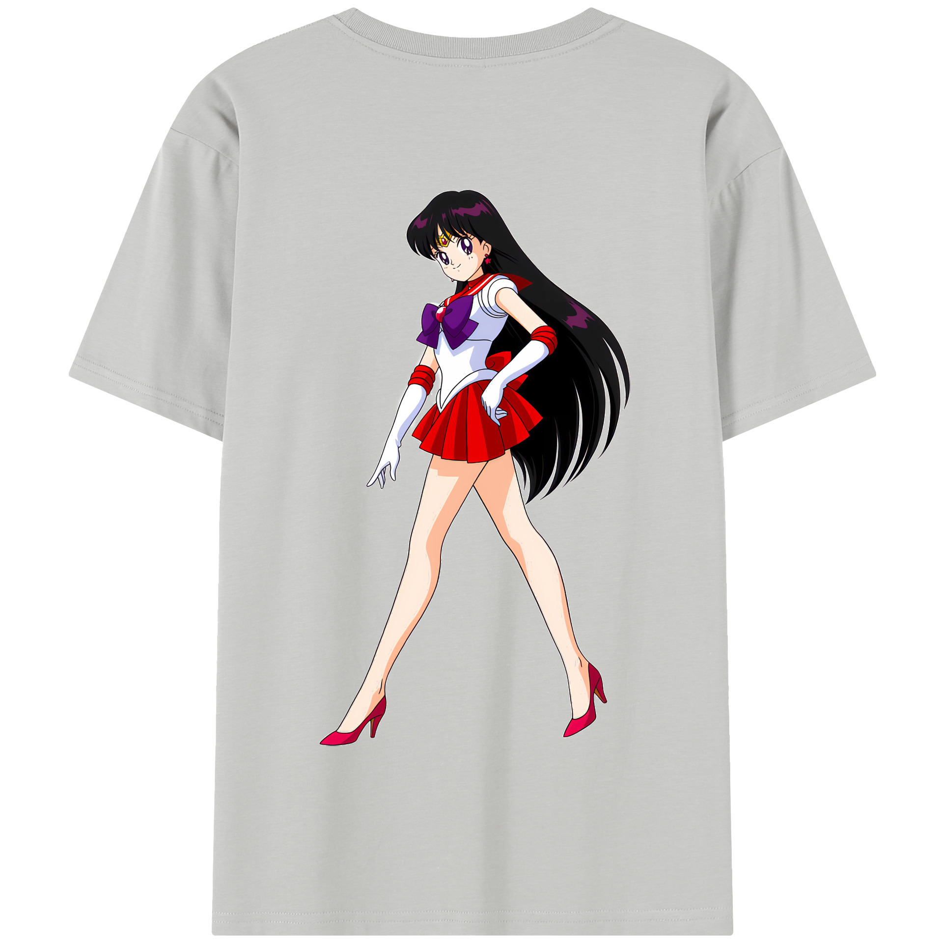 （画像用） 美少女戦士セーラームーン 火野レイ ひの レイ Sailor Moon Hino Rei （セーラーマーズ,Sailor Mars） 綿100％半袖Tシャツ（背面プリント）