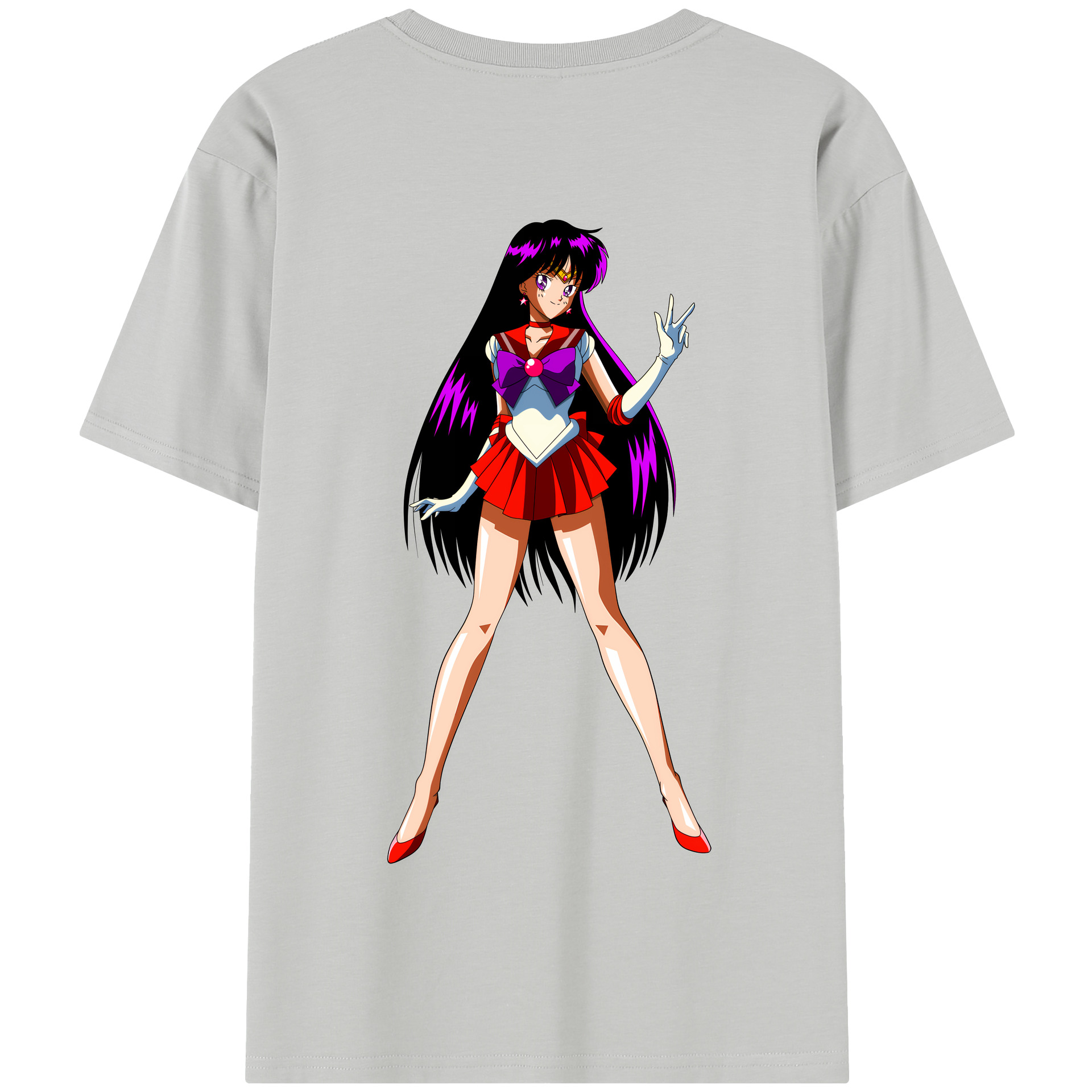 （画像用） 美少女戦士セーラームーン 火野レイ ひの レイ Sailor Moon Hino Rei （セーラーマーズ,Sailor Mars） 綿100％半袖Tシャツ（背面プリント）