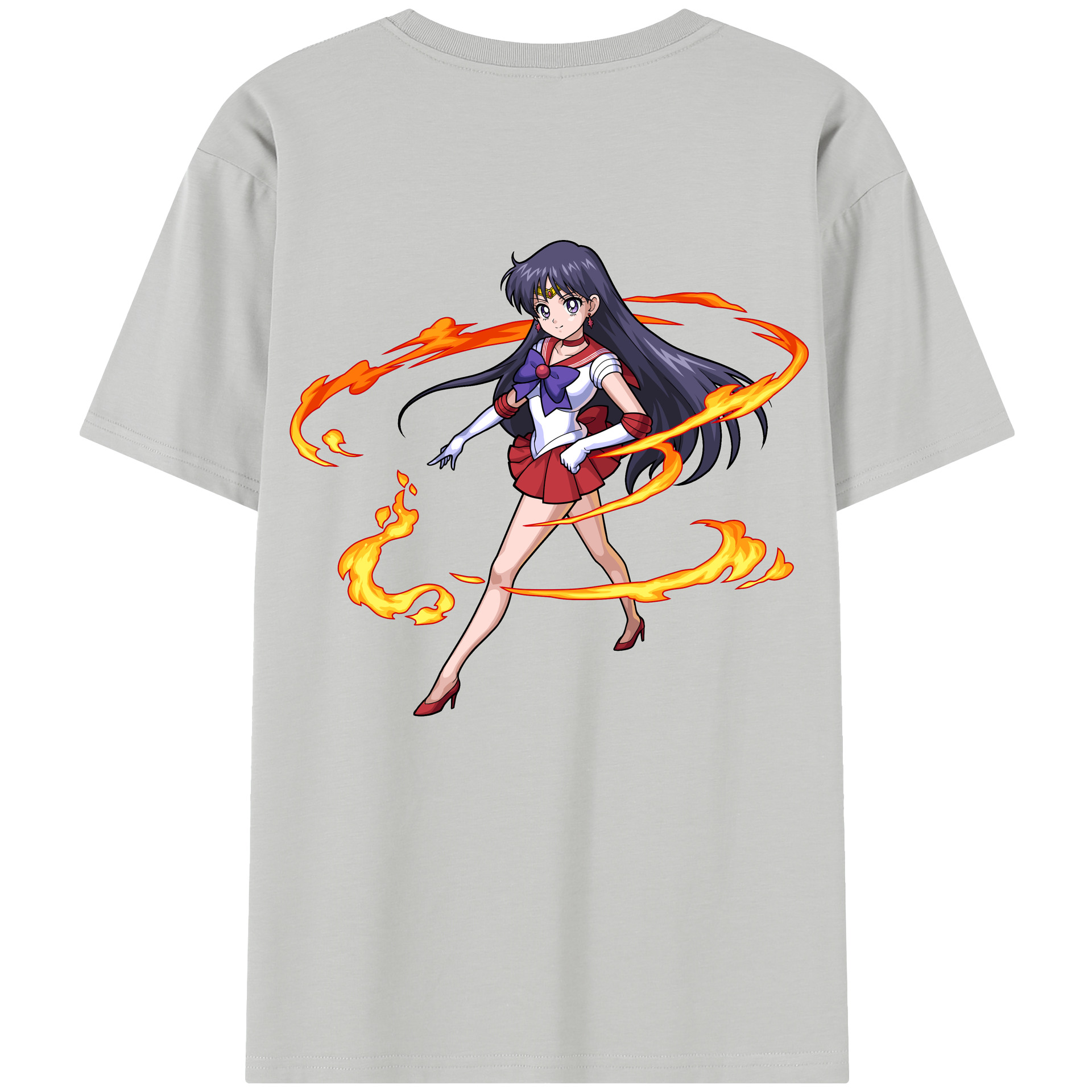 （画像用） 美少女戦士セーラームーン 火野レイ ひの レイ Sailor Moon Hino Rei （セーラーマーズ,Sailor Mars） 綿100％半袖Tシャツ（背面プリント）