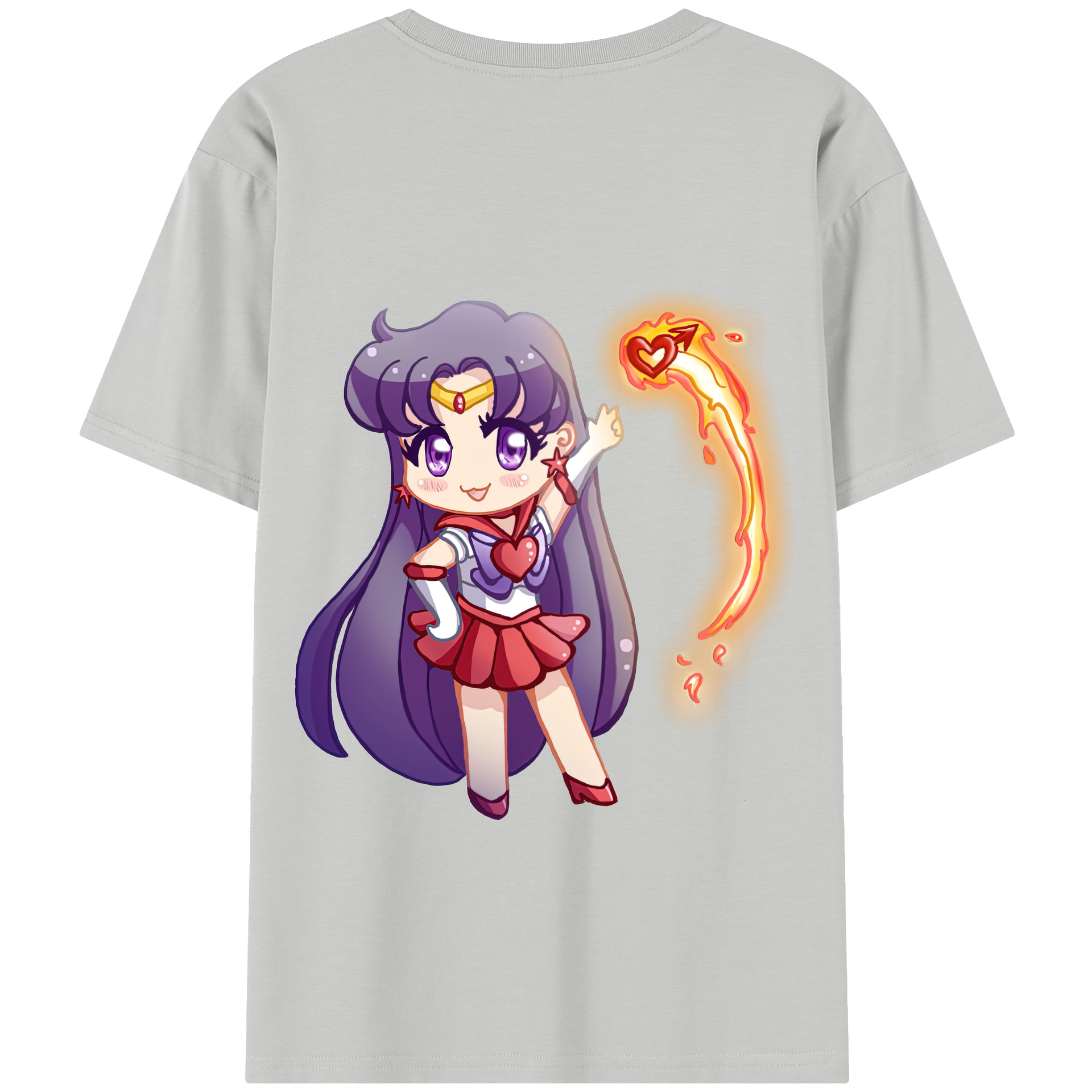 （画像用） 美少女戦士セーラームーン 火野レイ ひの レイ Sailor Moon Hino Rei （セーラーマーズ,Sailor Mars） 綿100％半袖Tシャツ（背面プリント）