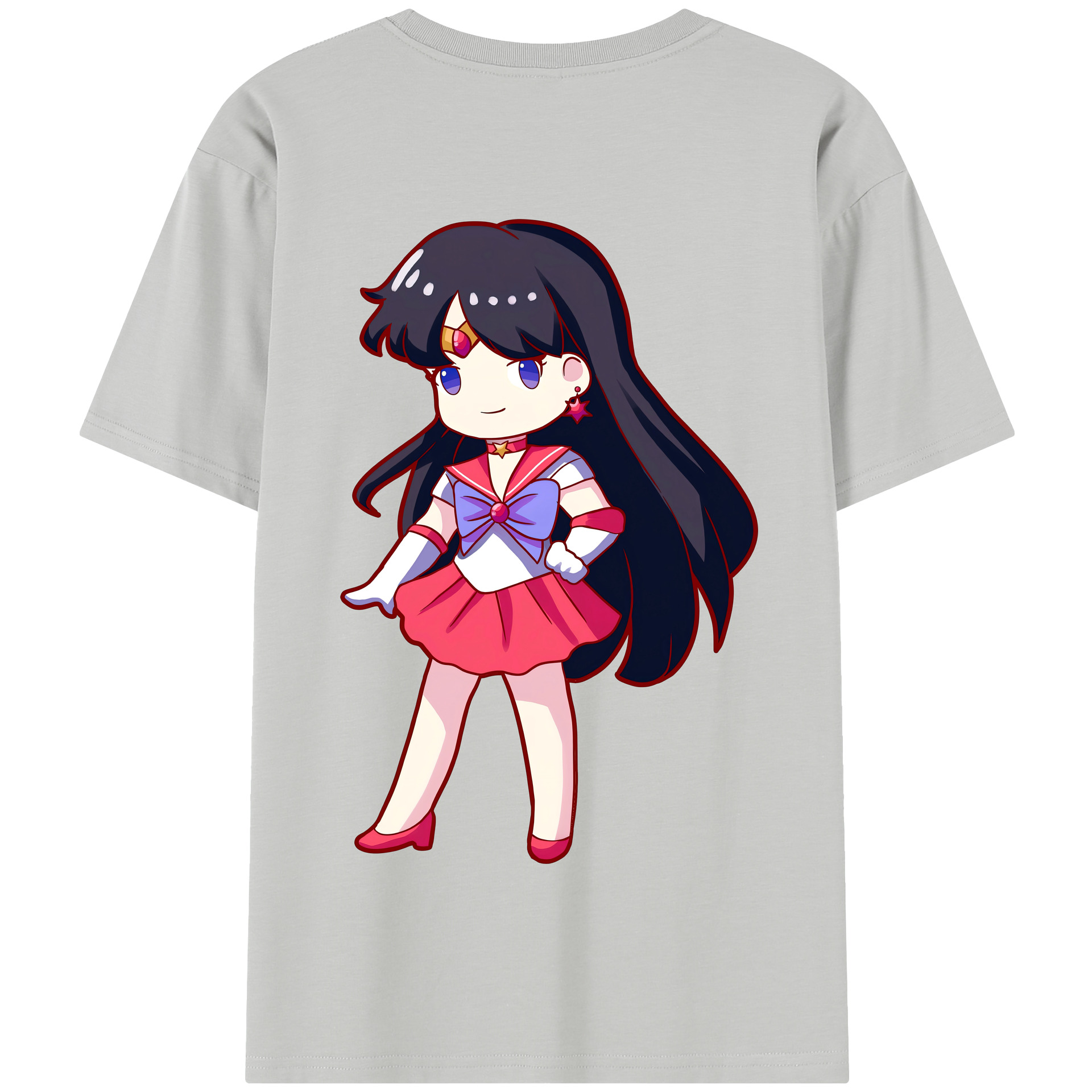 （画像用） 美少女戦士セーラームーン 火野レイ ひの レイ Sailor Moon Hino Rei （セーラーマーズ,Sailor Mars） 綿100％半袖Tシャツ（背面プリント）