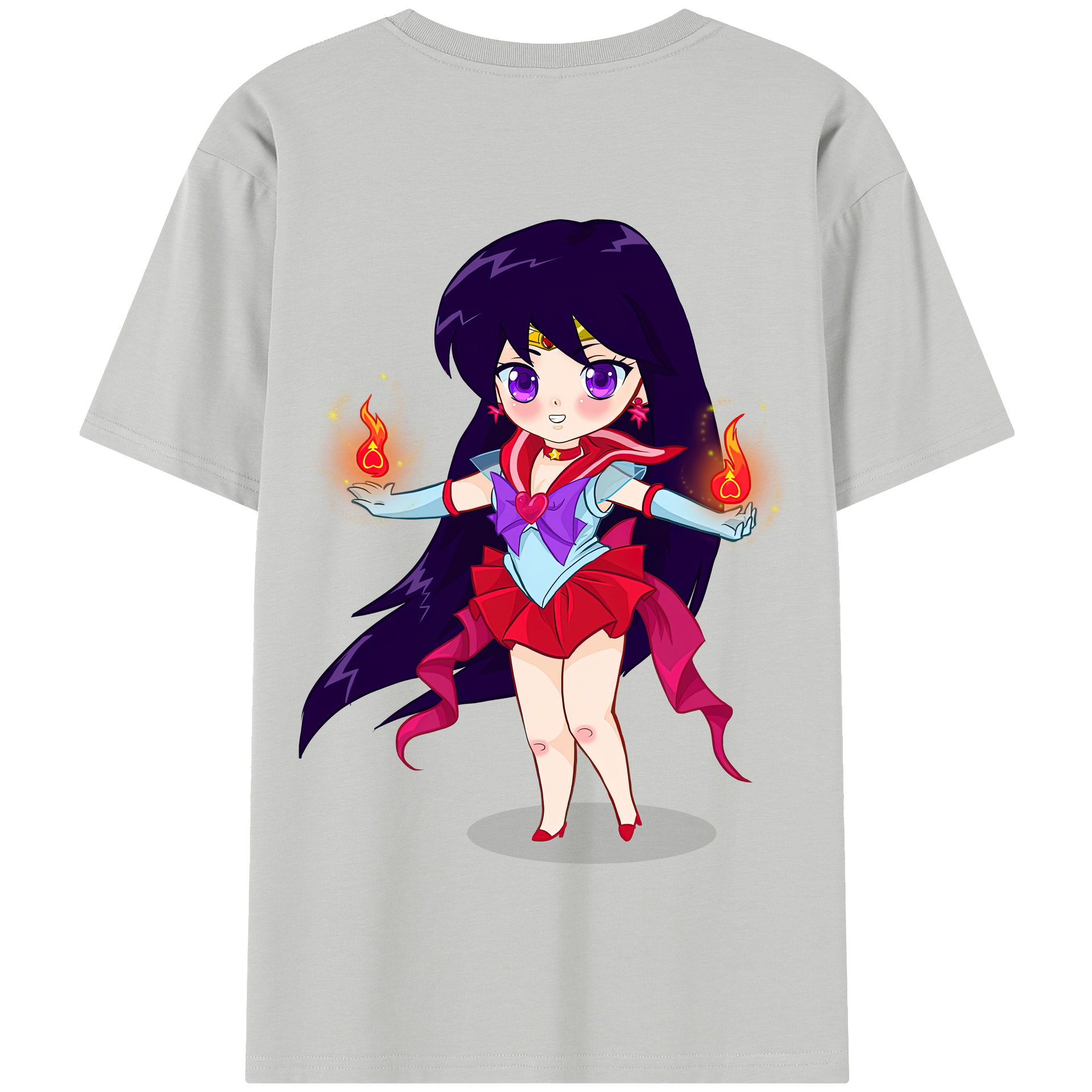 （画像用） 美少女戦士セーラームーン 火野レイ ひの レイ Sailor Moon Hino Rei （セーラーマーズ,Sailor Mars） 綿100％半袖Tシャツ（背面プリント）