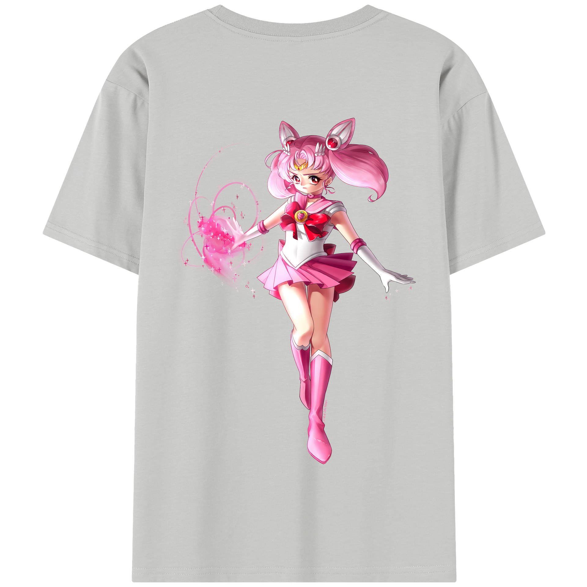 （画像用） 美少女戦士セーラームーン ちびうさ Sailor Moon Chibiusa Tsukino Usagi Small Lady Serenity 綿100％半袖Tシャツ（背面プリント）