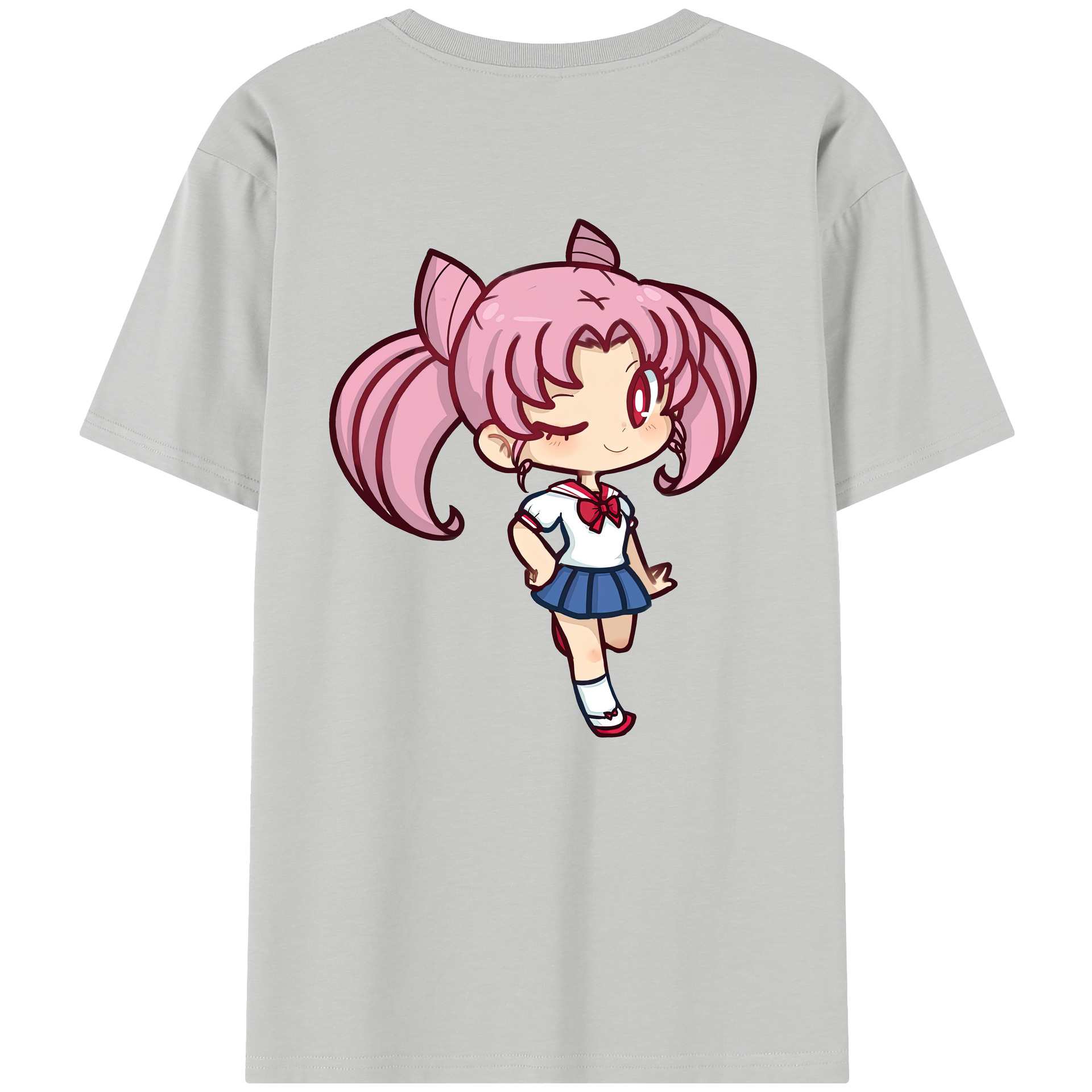 （画像用） 美少女戦士セーラームーン ちびうさ Sailor Moon Chibiusa Tsukino Usagi Small Lady Serenity 綿100％半袖Tシャツ（背面プリント）