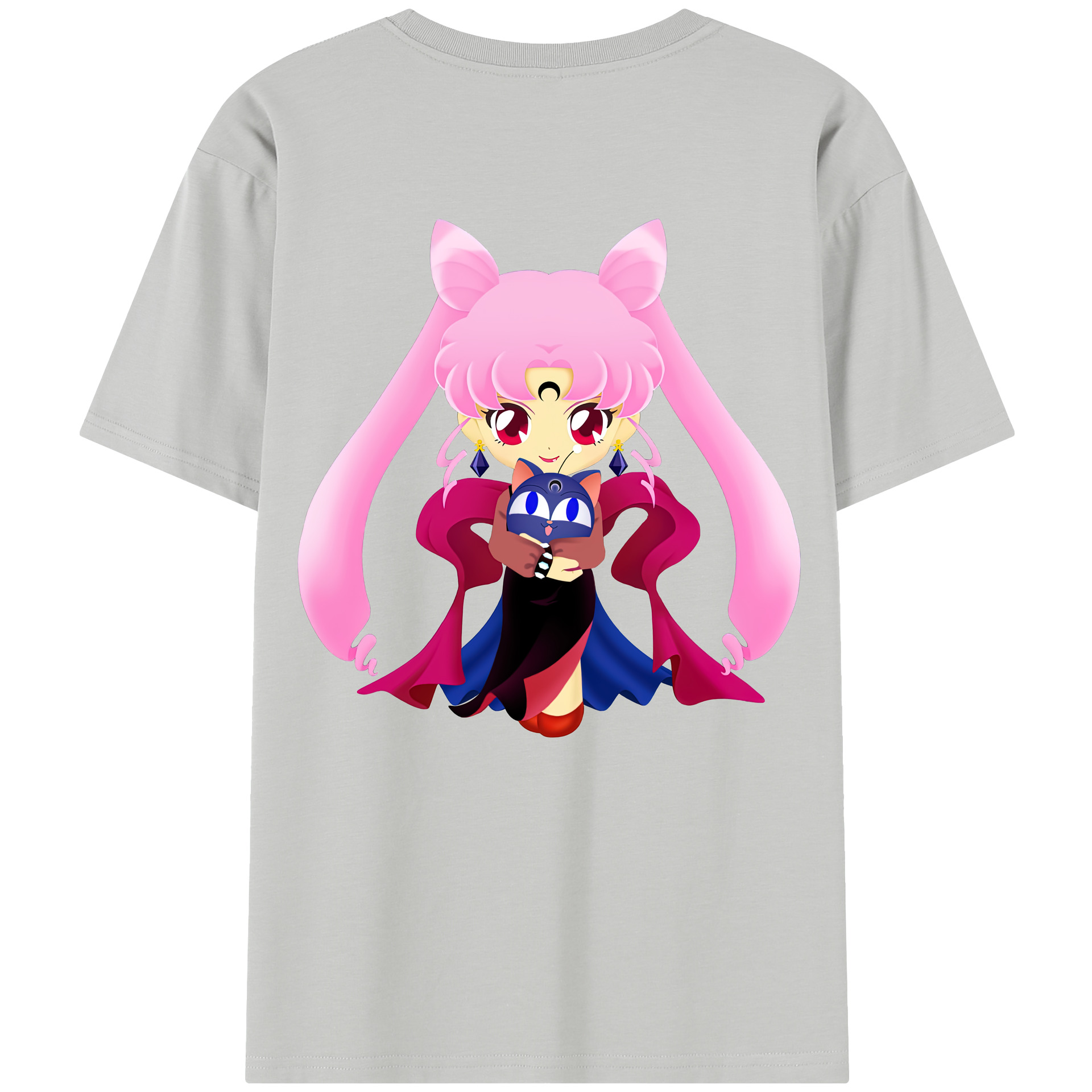 （画像用） 美少女戦士セーラームーン ちびうさ Sailor Moon Chibiusa Tsukino Usagi Small Lady Serenity 綿100％半袖Tシャツ（背面プリント）
