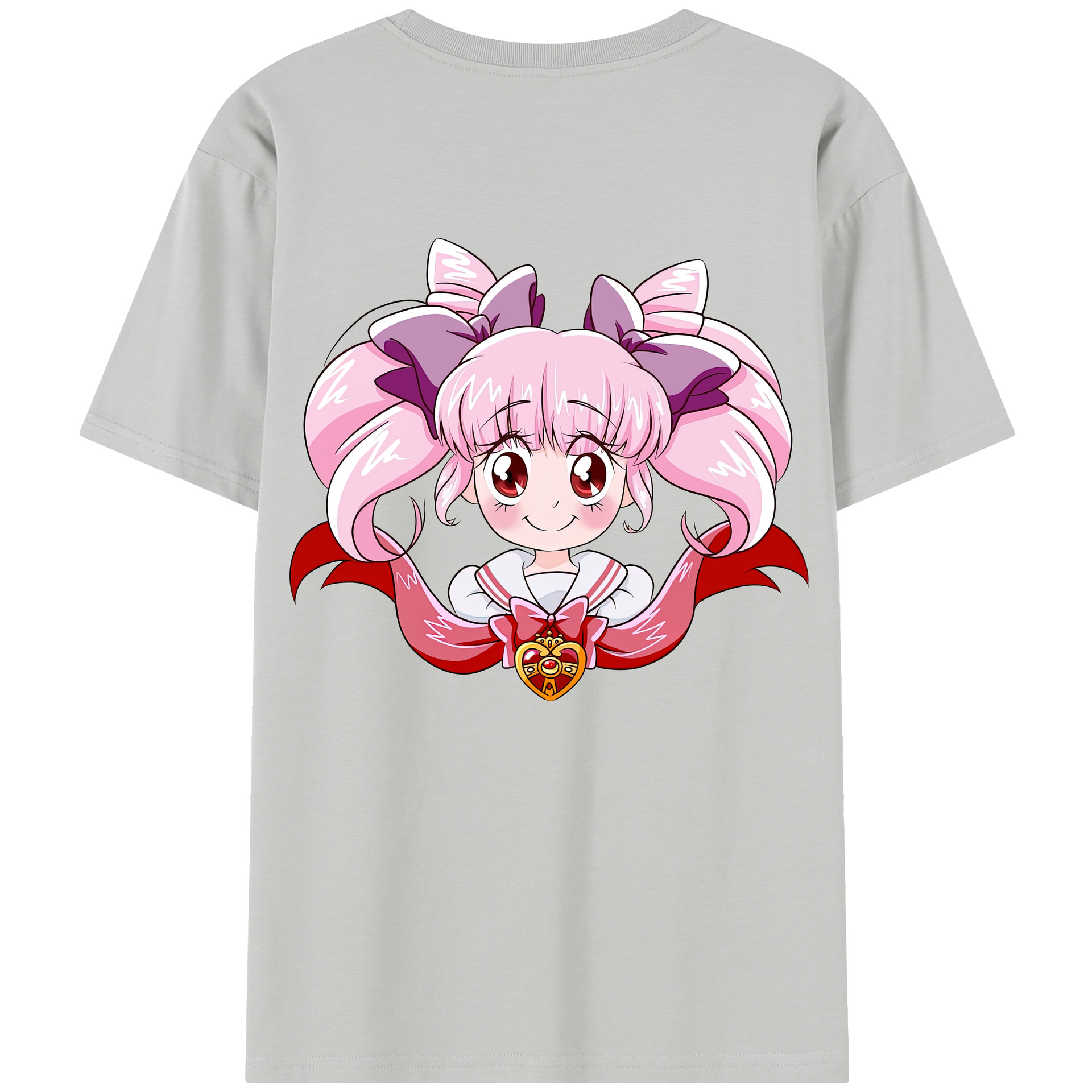 （画像用） 美少女戦士セーラームーン ちびうさ Sailor Moon Chibiusa Tsukino Usagi Small Lady Serenity 綿100％半袖Tシャツ（背面プリント）