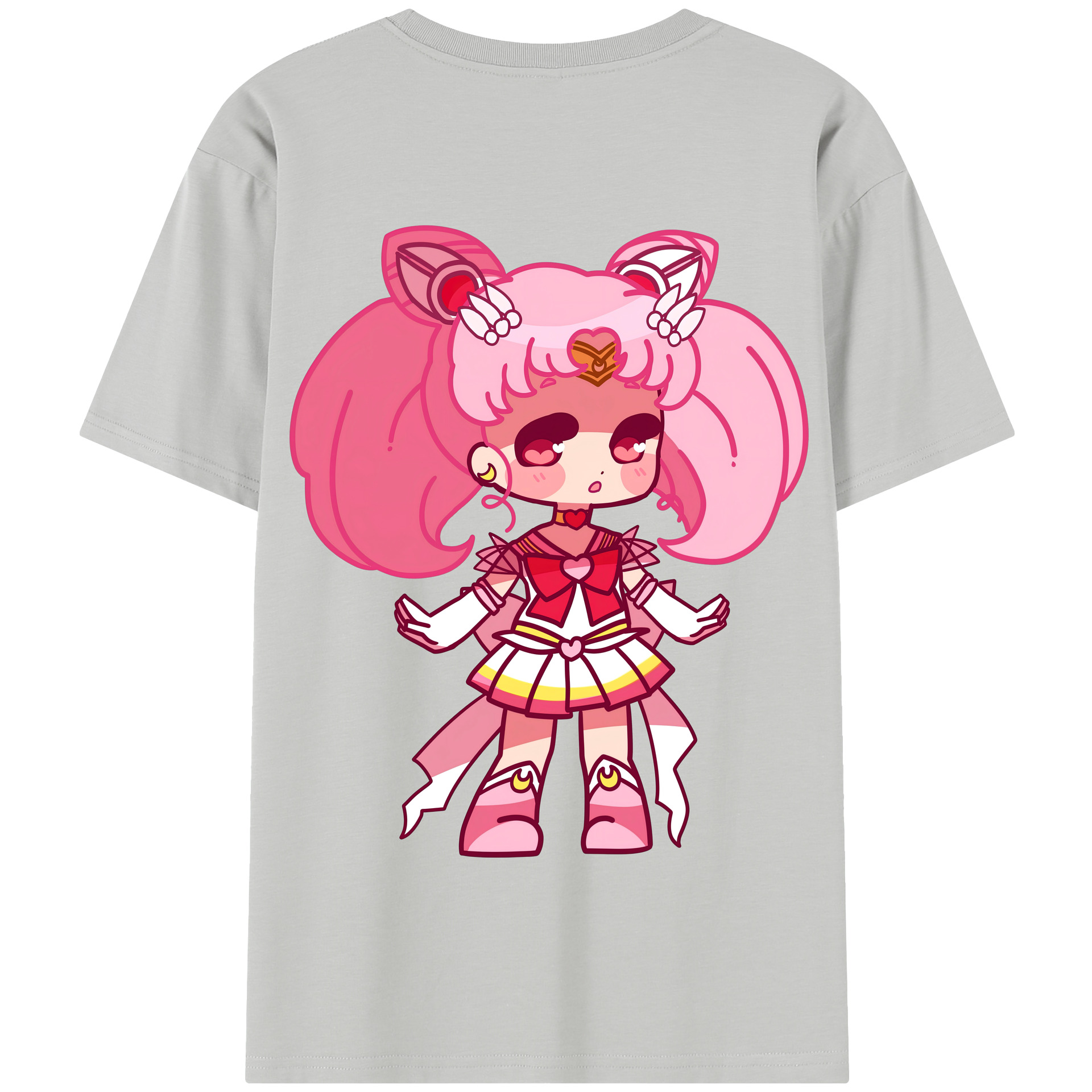 （画像用） 美少女戦士セーラームーン ちびうさ Sailor Moon Chibiusa Tsukino Usagi Small Lady Serenity 綿100％半袖Tシャツ（背面プリント）