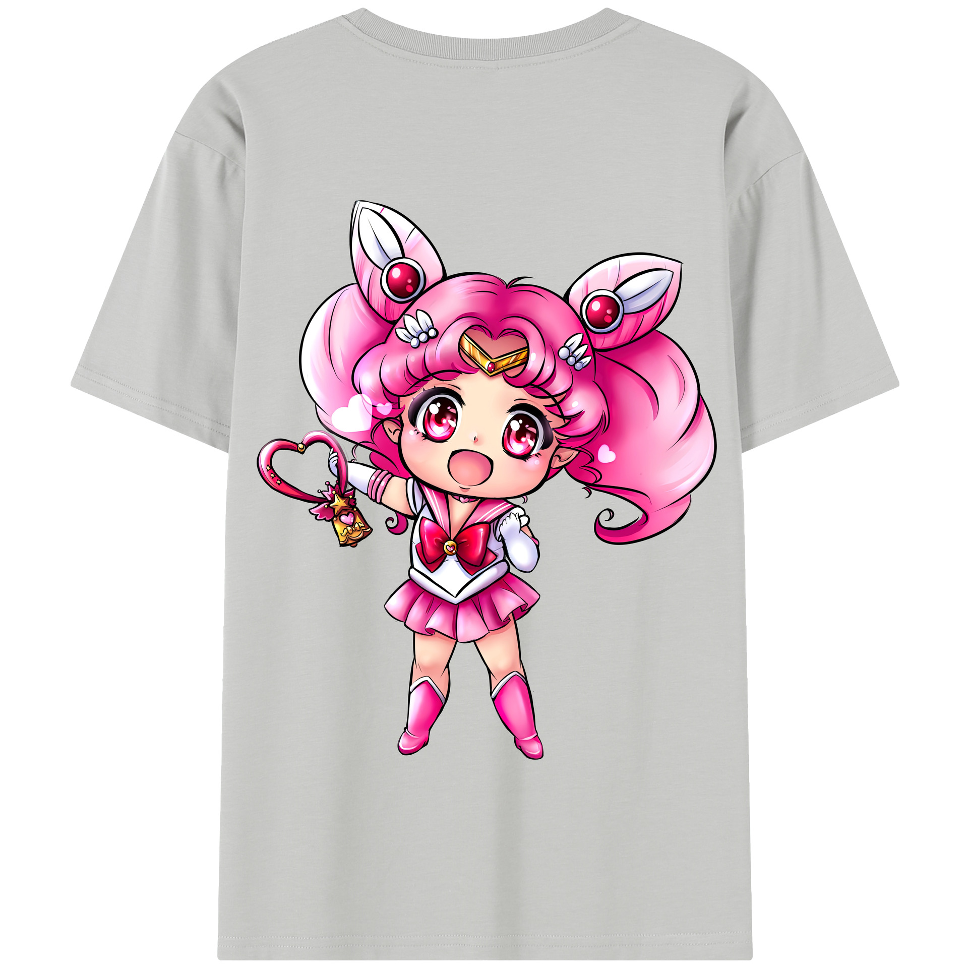 （画像用） 美少女戦士セーラームーン ちびうさ Sailor Moon Chibiusa Tsukino Usagi Small Lady Serenity 綿100％半袖Tシャツ（背面プリント）