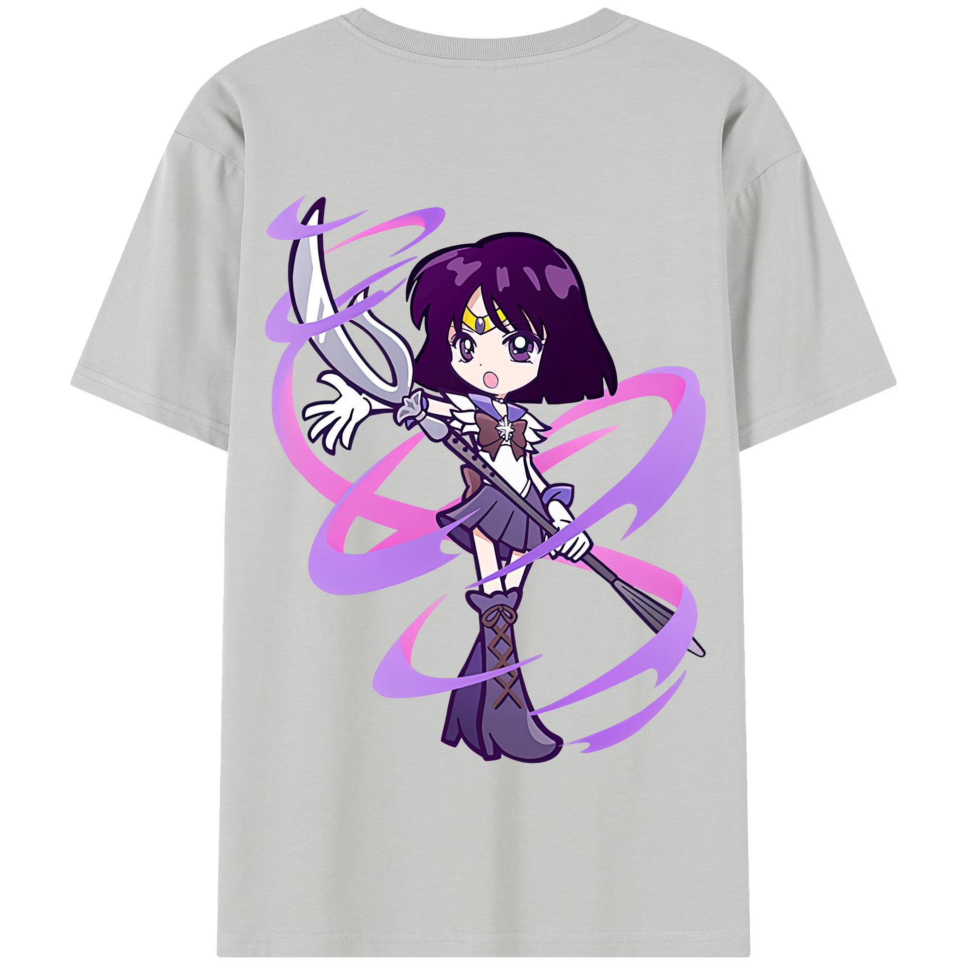 （画像用） 美少女戦士セーラームーン 土萠ほたる Sailor Moon Tomoe Hotaru （セーラーサターン；Sailor Saturn） 綿100％半袖Tシャツ（背面プリント）