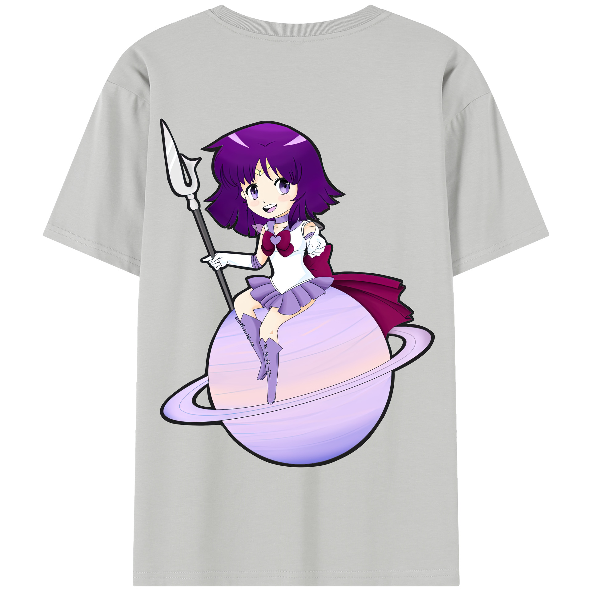 （画像用） 美少女戦士セーラームーン 土萠ほたる Sailor Moon Tomoe Hotaru （セーラーサターン；Sailor Saturn） 綿100％半袖Tシャツ（背面プリント）
