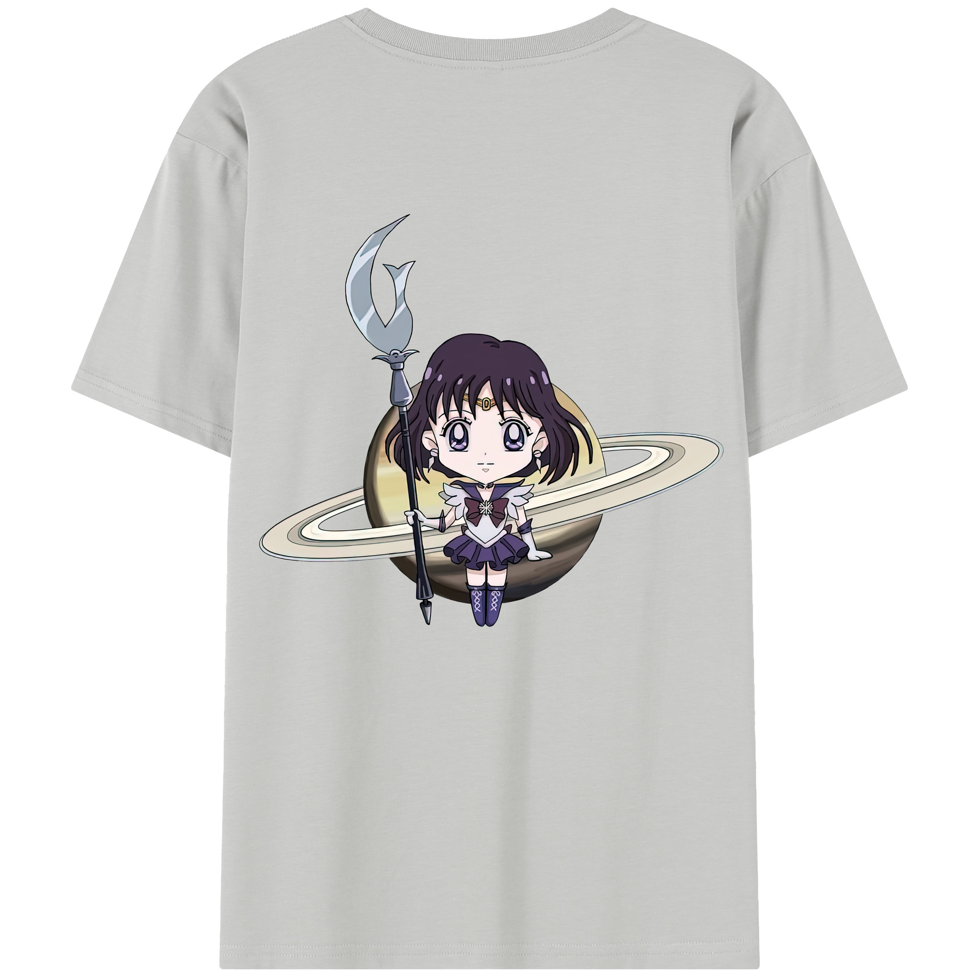 （画像用） 美少女戦士セーラームーン 土萠ほたる Sailor Moon Tomoe Hotaru （セーラーサターン；Sailor Saturn） 綿100％半袖Tシャツ（背面プリント）