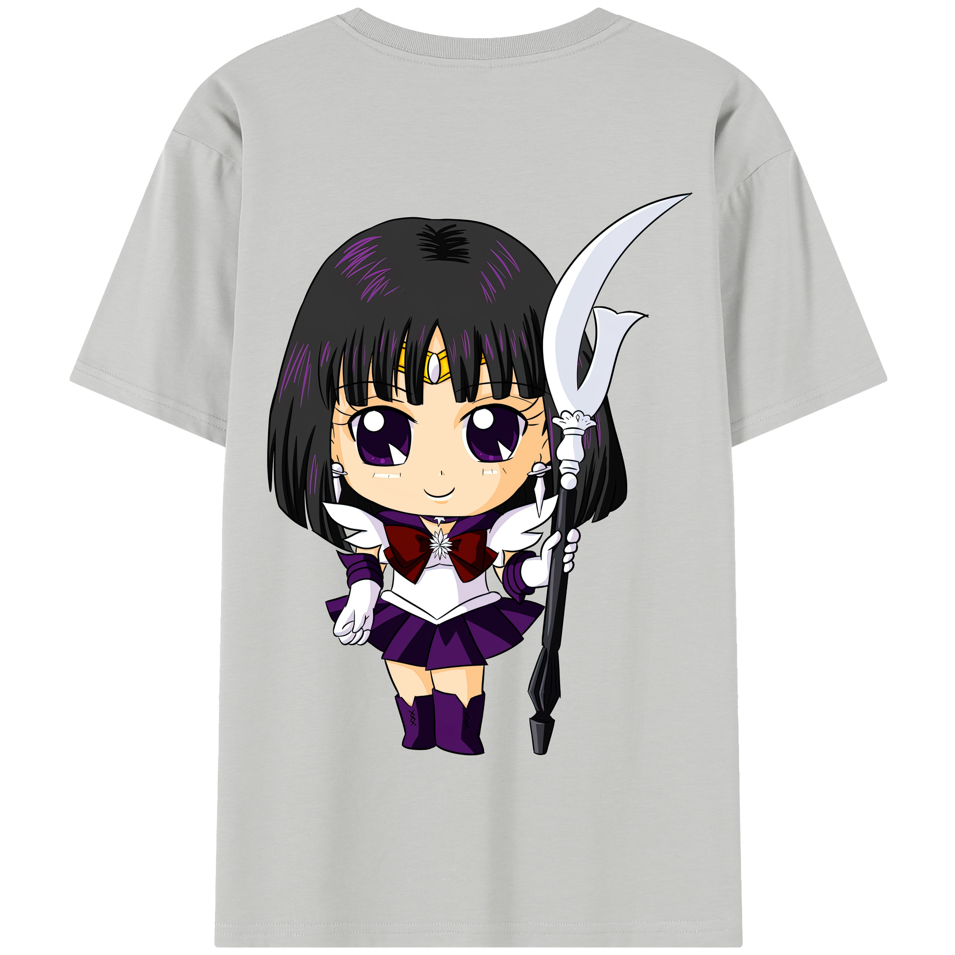 （画像用） 美少女戦士セーラームーン 土萠ほたる Sailor Moon Tomoe Hotaru （セーラーサターン；Sailor Saturn） 綿100％半袖Tシャツ（背面プリント）