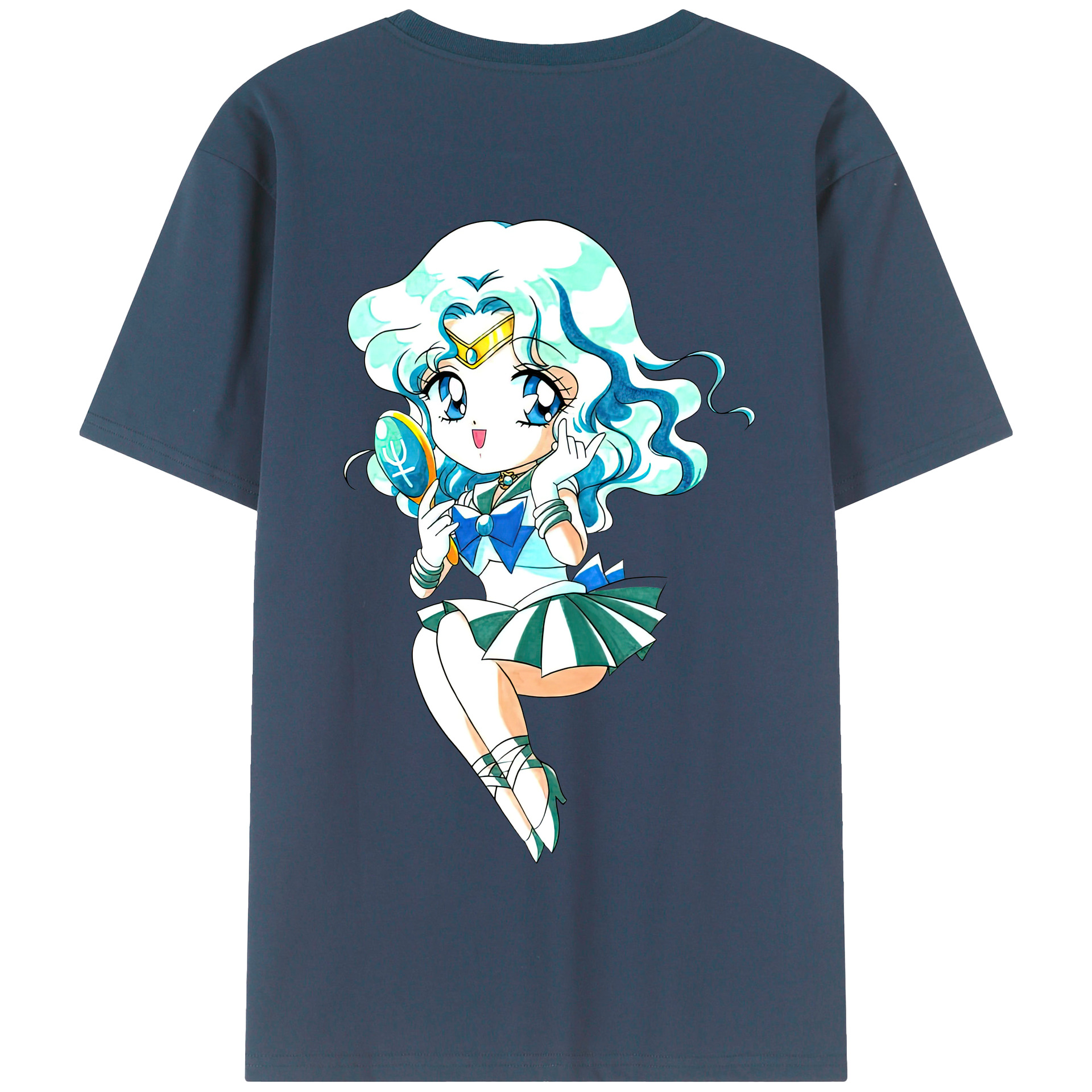 （画像用） 美少女戦士セーラームーン 海王 みちる（かいおう みちる） Sailor Moon Kaiou Michiru 綿100％半袖Tシャツ（背面プリント）