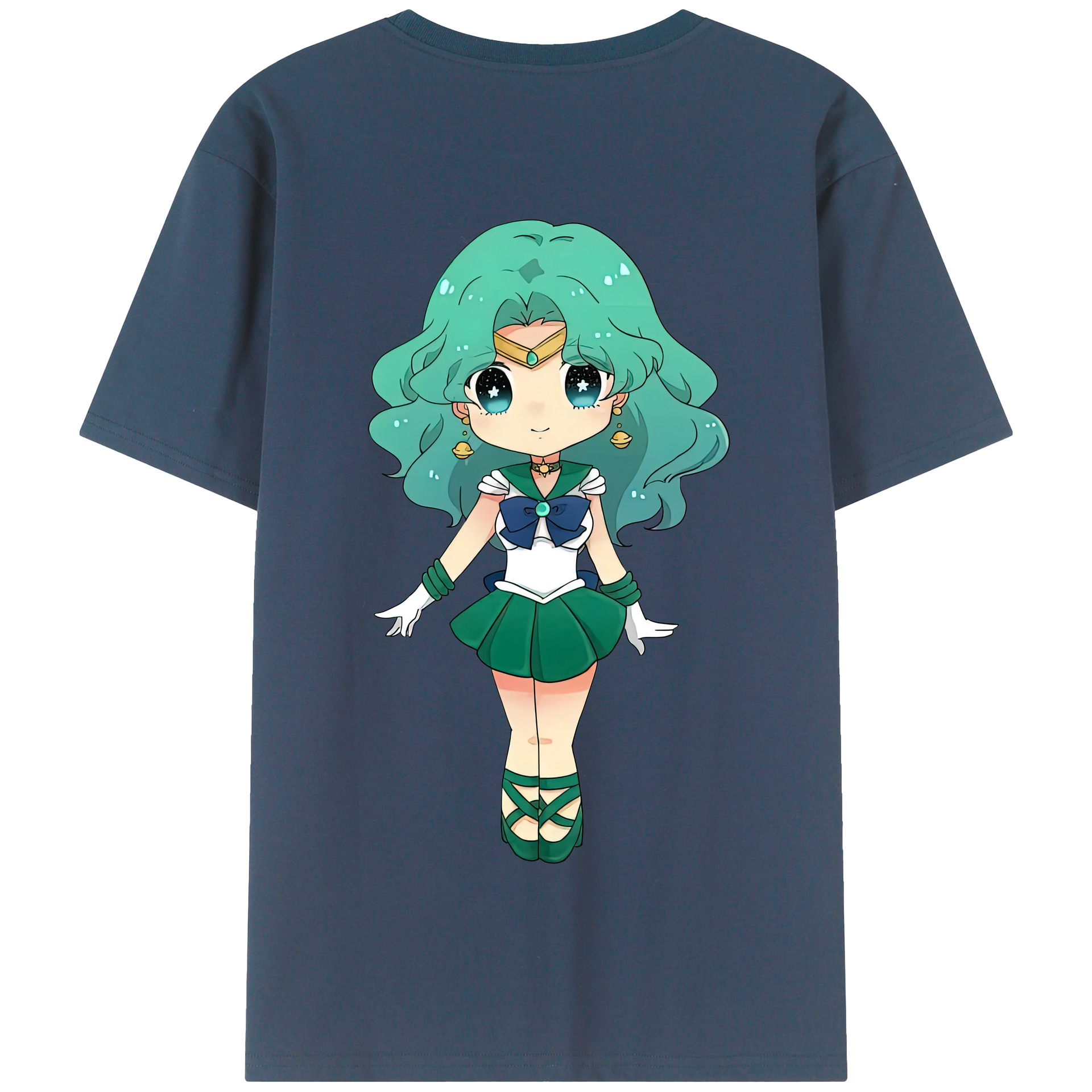 （画像用） 美少女戦士セーラームーン 海王 みちる（かいおう みちる） Sailor Moon Kaiou Michiru 綿100％半袖Tシャツ（背面プリント）
