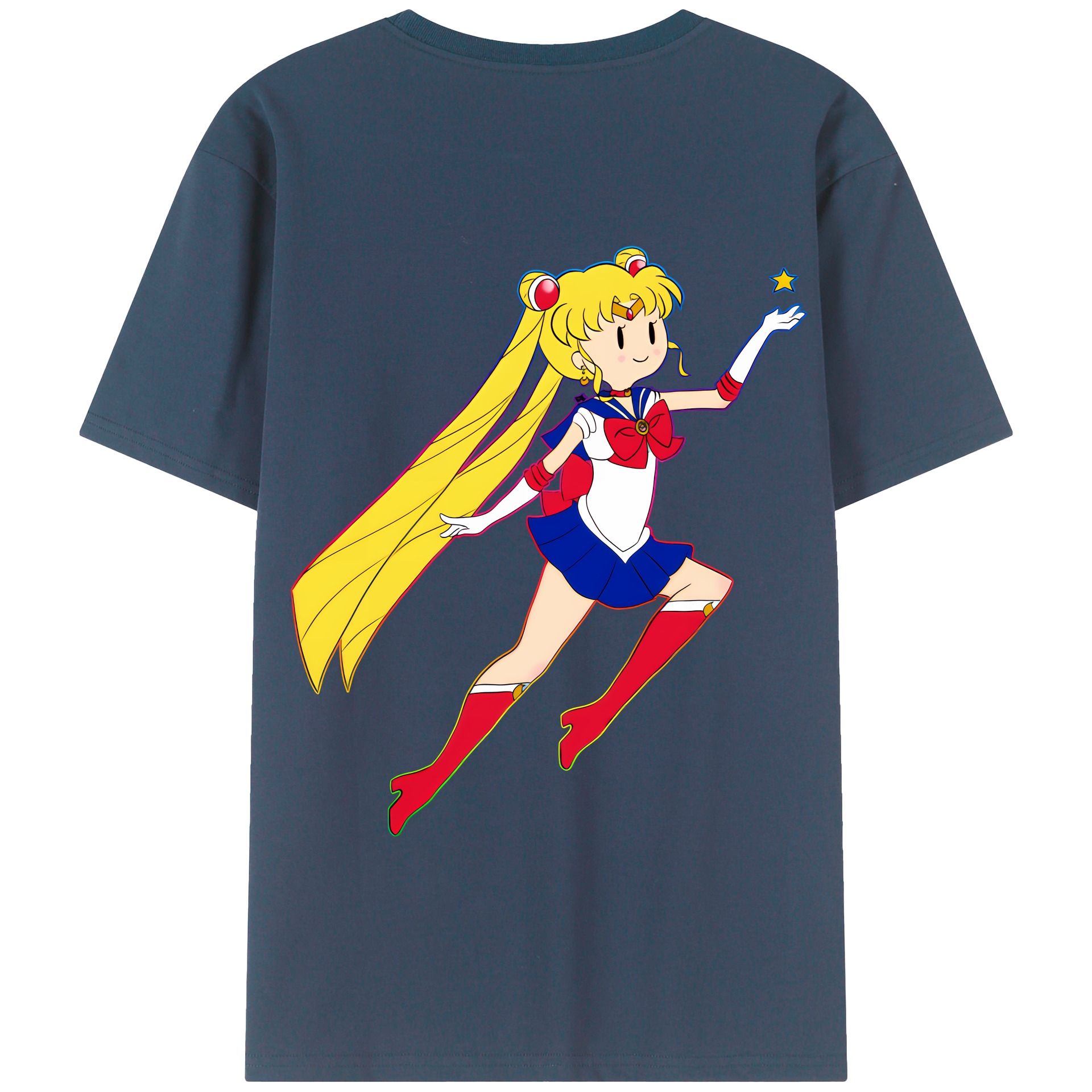 （画像用） 美少女戦士セーラームーン 月野 うさぎ つきの うさぎ Sailor Moon Tsukino Usagi 綿100％半袖Tシャツ（背面プリント）