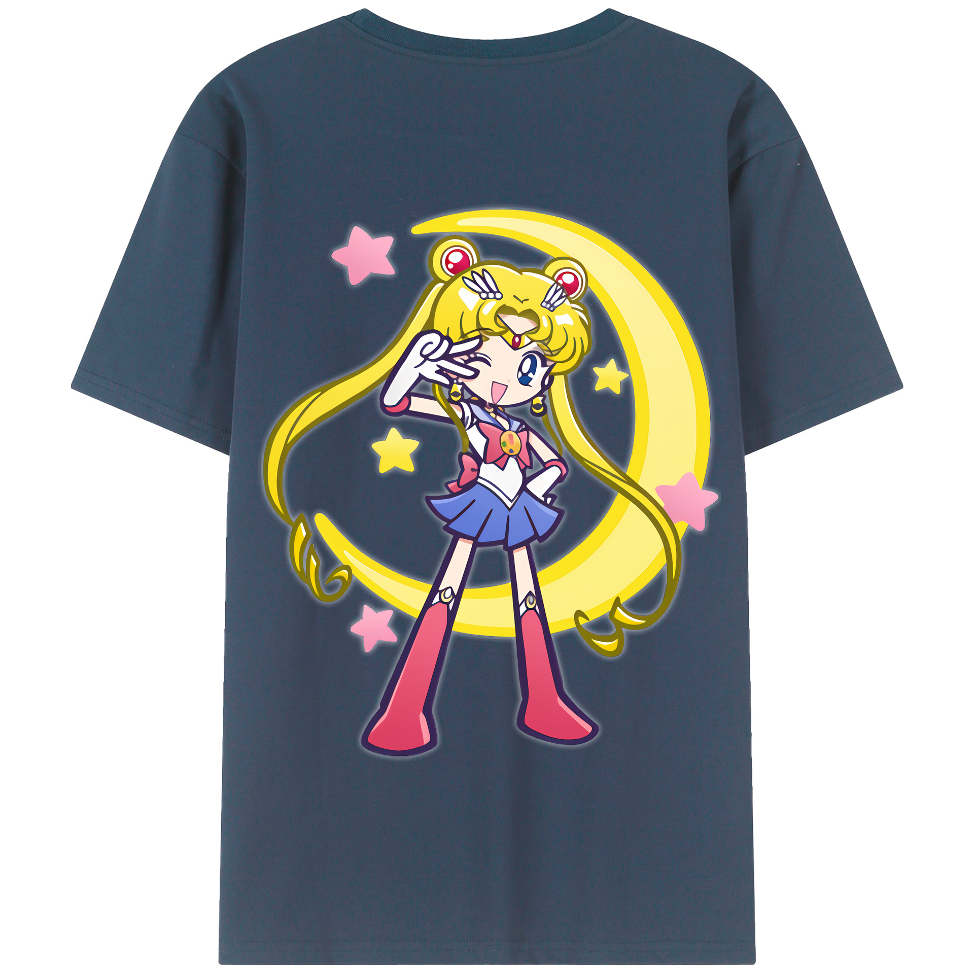 （画像用） 美少女戦士セーラームーン 月野 うさぎ つきの うさぎ Sailor Moon Tsukino Usagi 綿100％半袖Tシャツ（背面プリント）