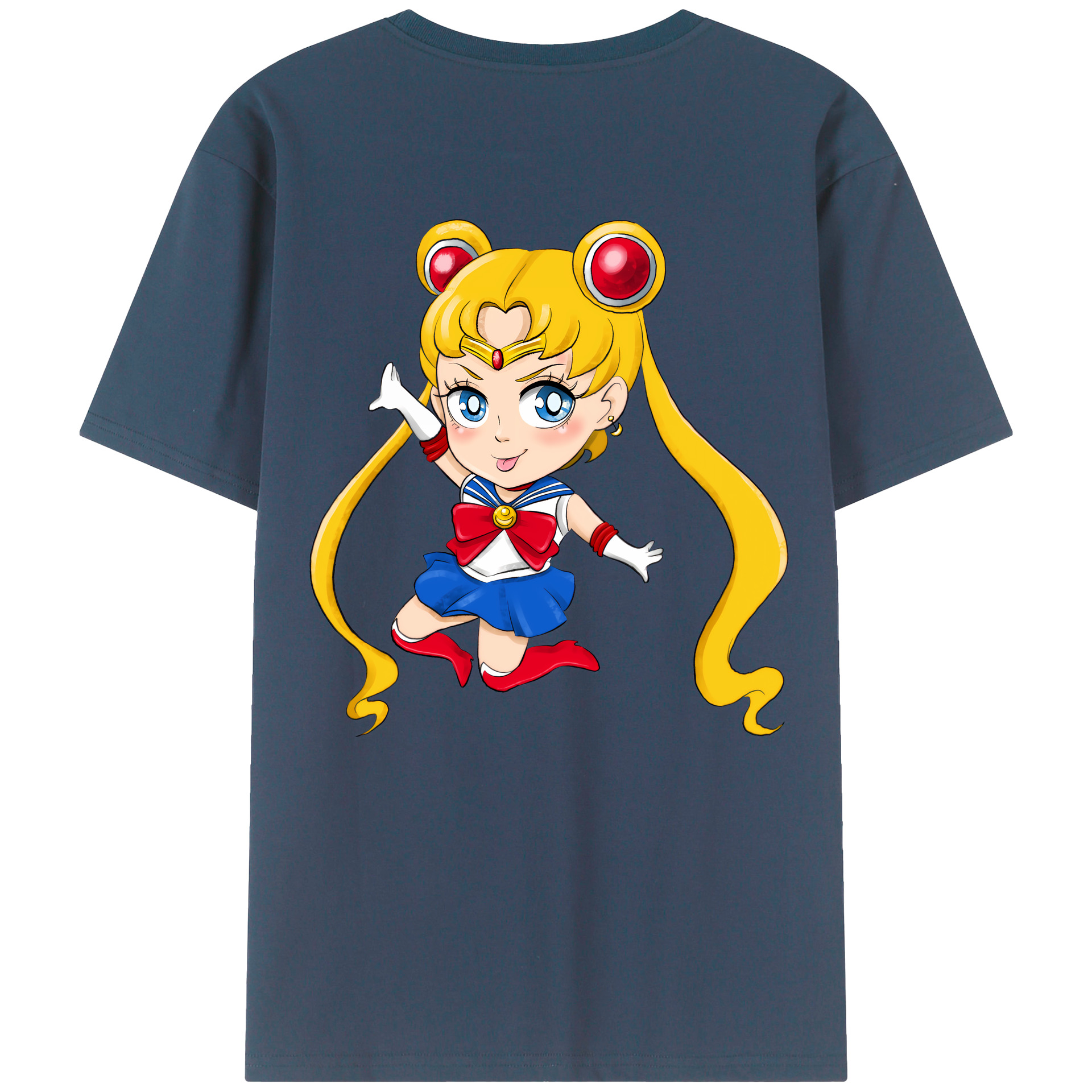 （画像用） 美少女戦士セーラームーン 月野 うさぎ つきの うさぎ Sailor Moon Tsukino Usagi 綿100％半袖Tシャツ（背面プリント）