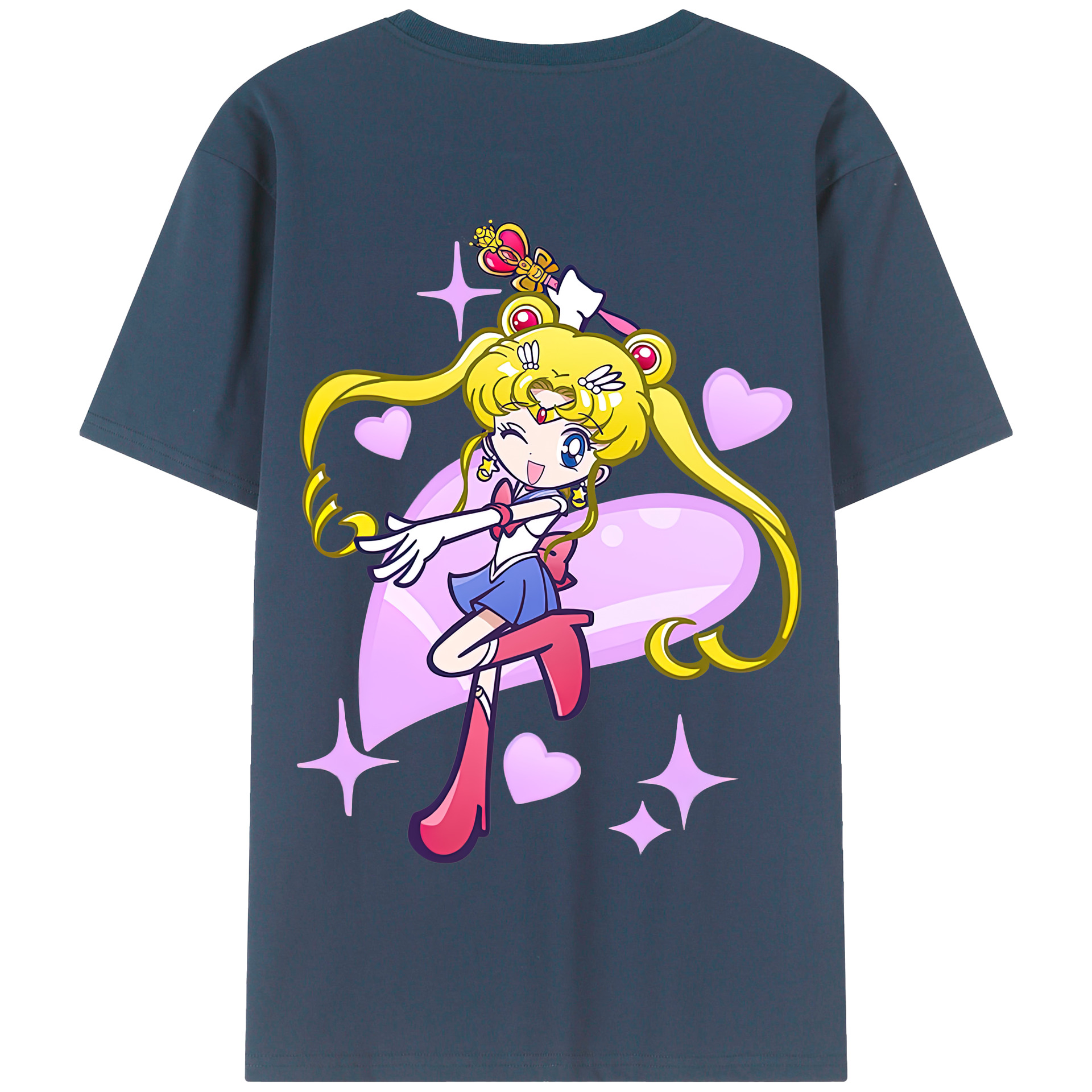 （画像用） 美少女戦士セーラームーン 月野 うさぎ つきの うさぎ Sailor Moon Tsukino Usagi 綿100％半袖Tシャツ（背面プリント）