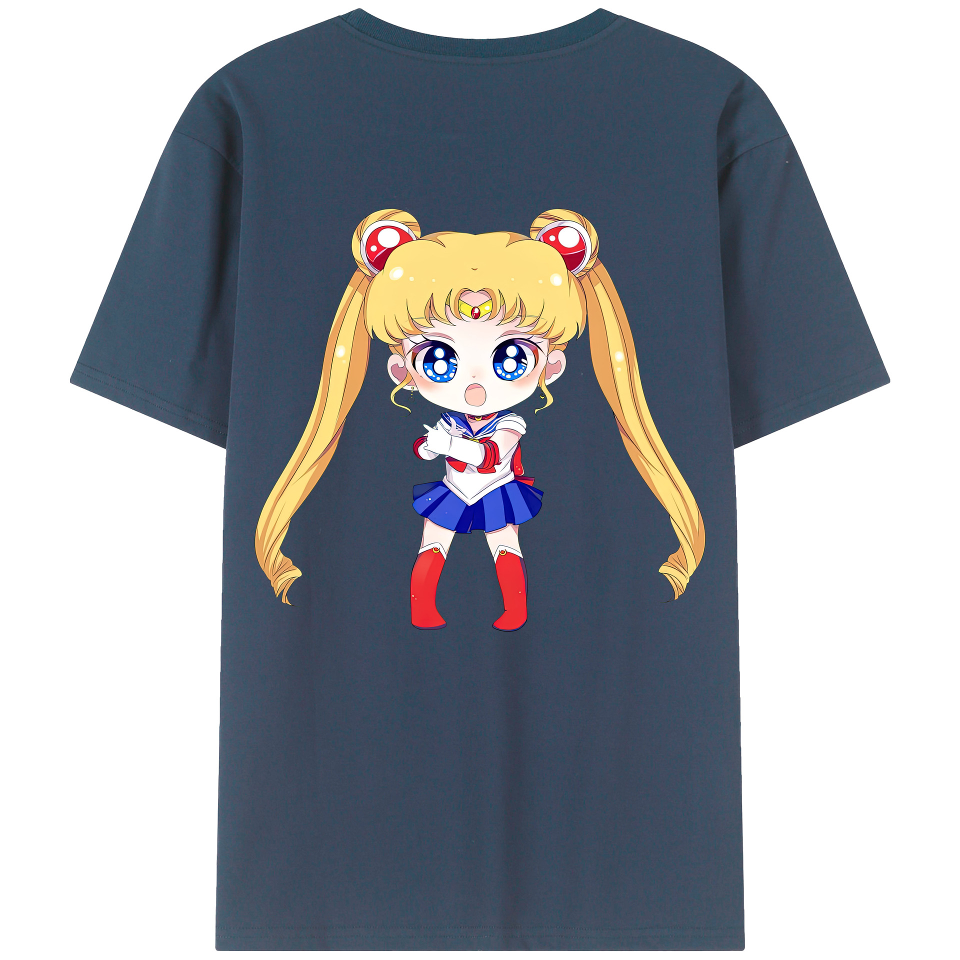 （画像用） 美少女戦士セーラームーン 月野 うさぎ つきの うさぎ Sailor Moon Tsukino Usagi 綿100％半袖Tシャツ（背面プリント）