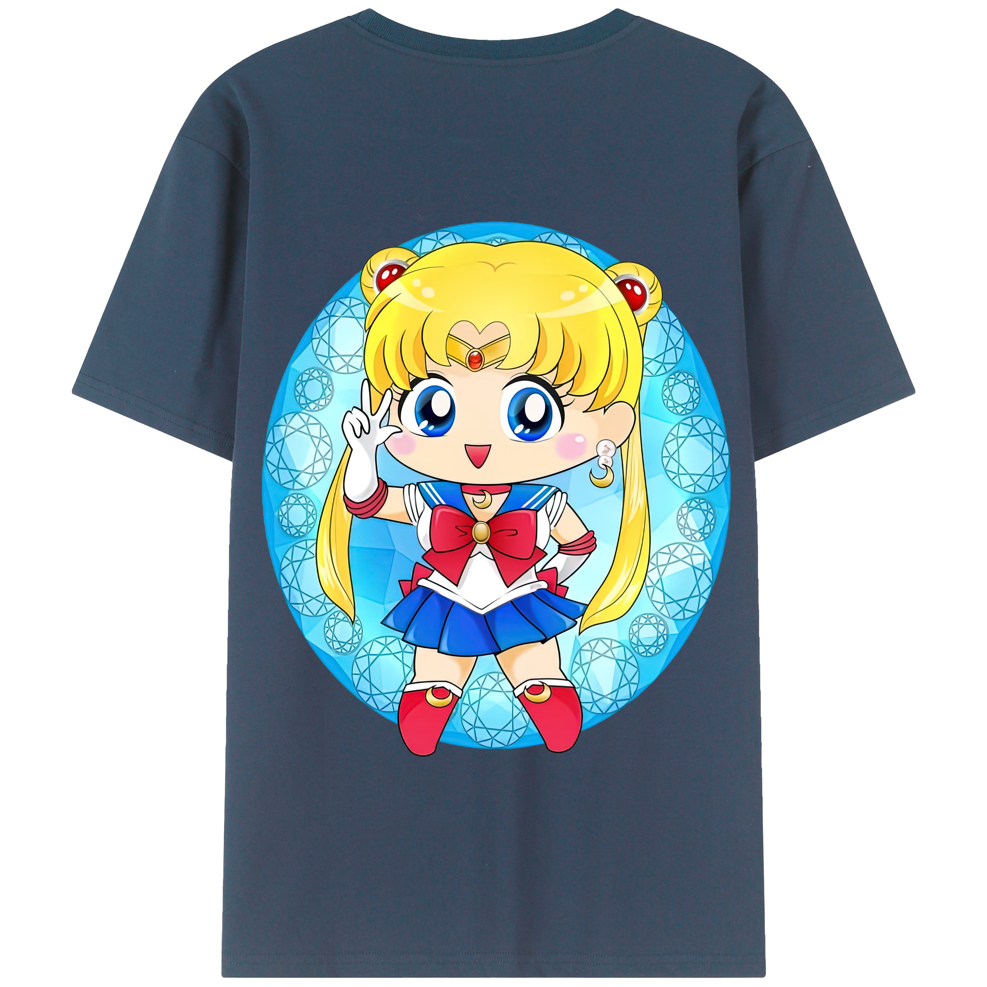 （画像用） 美少女戦士セーラームーン 月野 うさぎ つきの うさぎ Sailor Moon Tsukino Usagi 綿100％半袖Tシャツ（背面プリント）