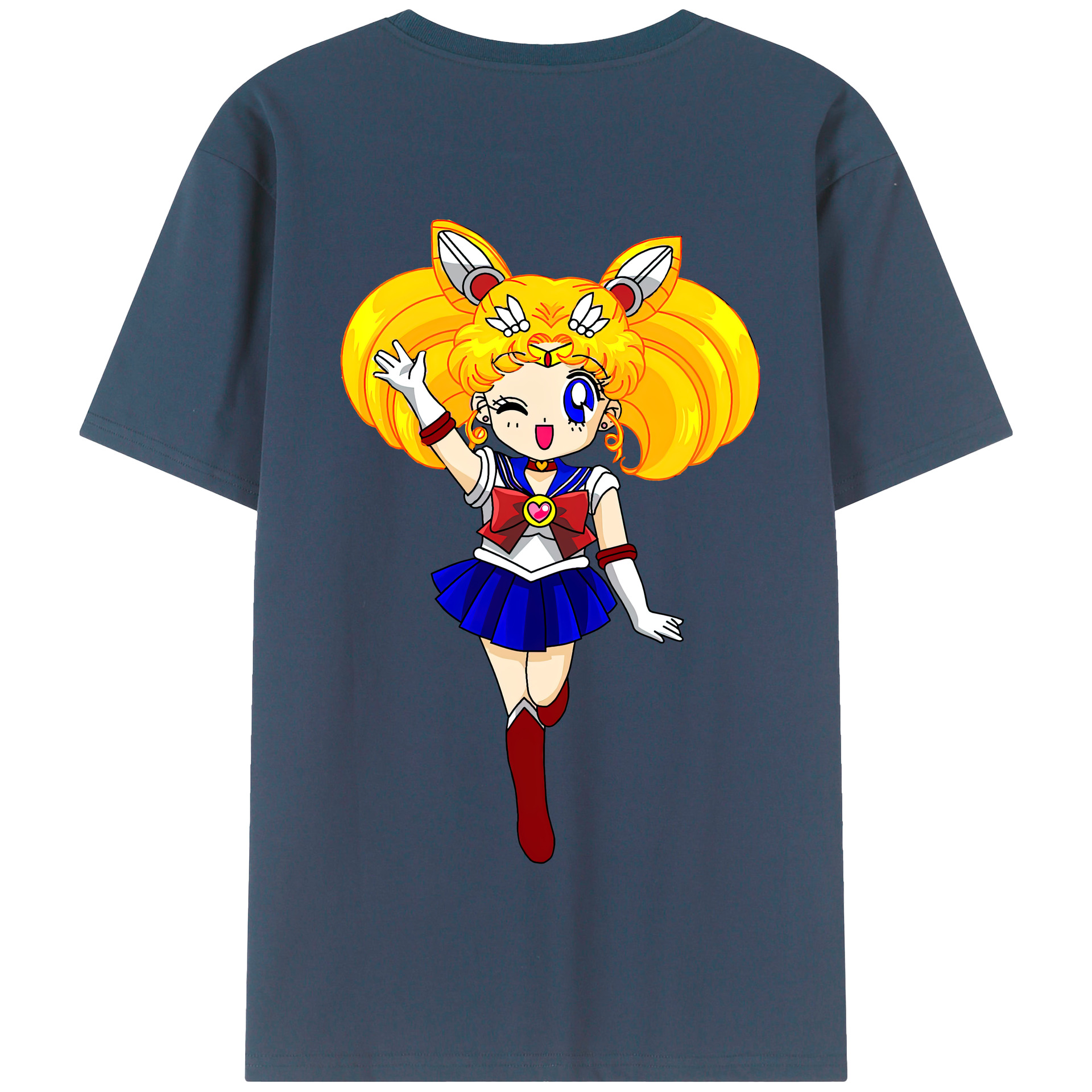 （画像用） 美少女戦士セーラームーン 月野 うさぎ つきの うさぎ Sailor Moon Tsukino Usagi 綿100％半袖Tシャツ（背面プリント）