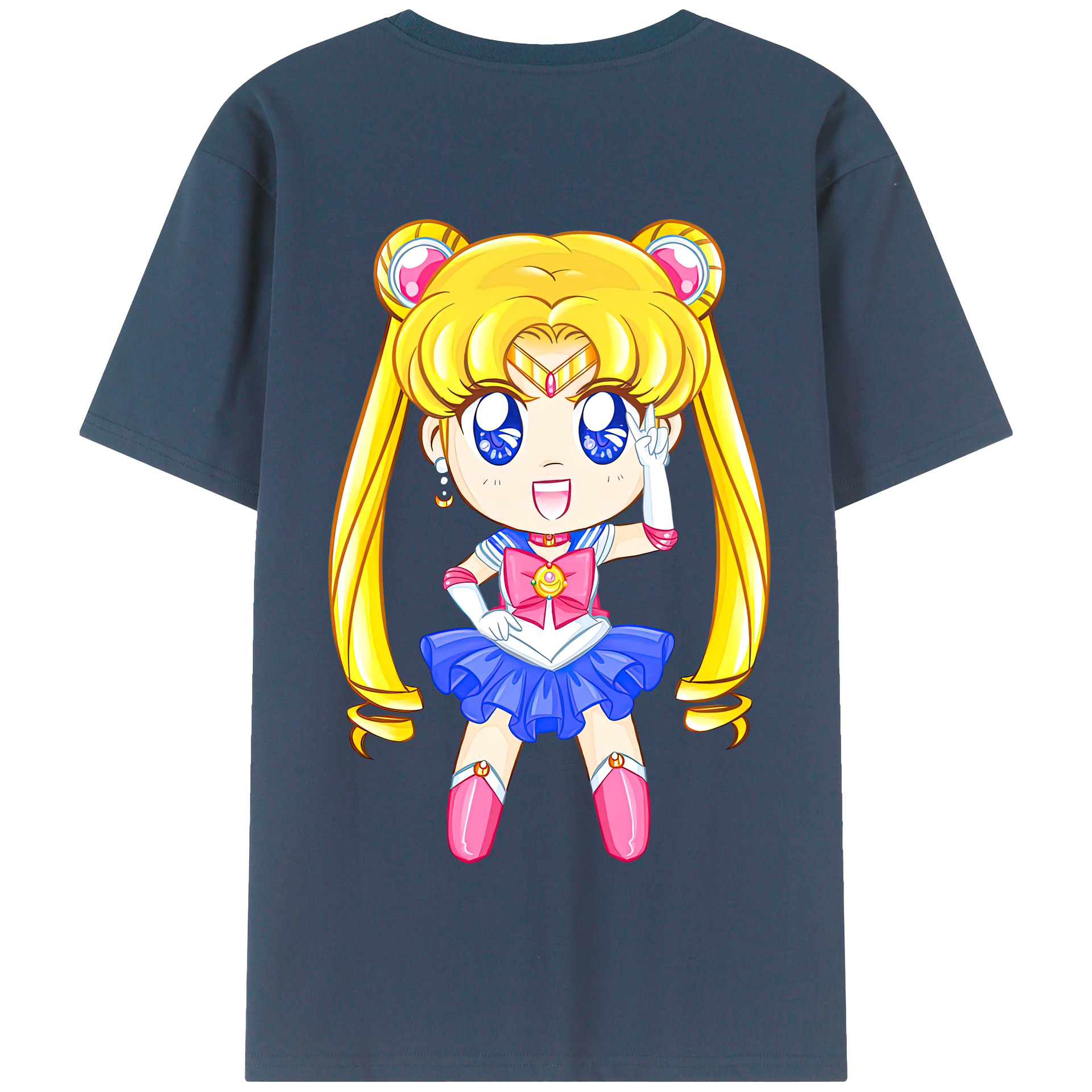 （画像用） 美少女戦士セーラームーン 月野 うさぎ つきの うさぎ Sailor Moon Tsukino Usagi 綿100％半袖Tシャツ（背面プリント）