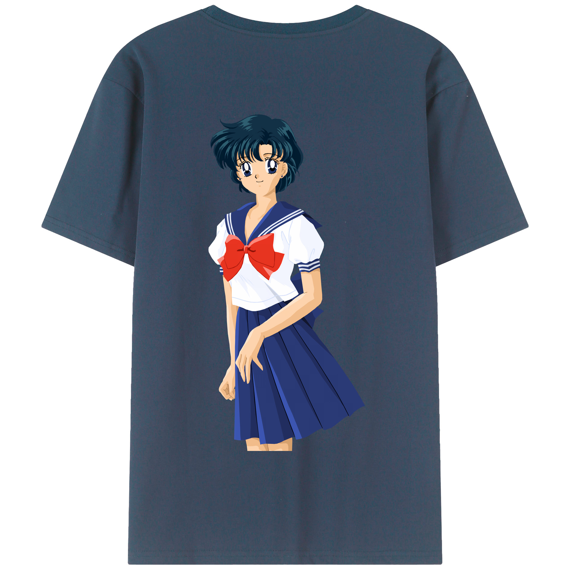 （画像用） 美少女戦士セーラームーン 水野 亜美 みずの あみ Sailor Moon Mizuno Ami 綿100％半袖Tシャツ（背面プリント）