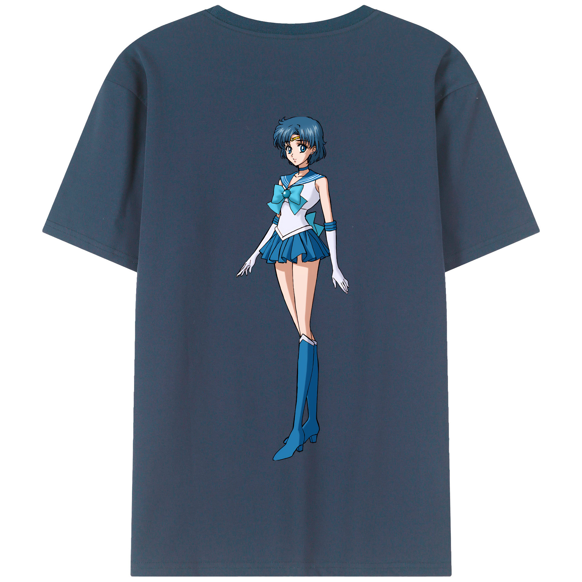 （画像用） 美少女戦士セーラームーン 水野 亜美 みずの あみ Sailor Moon Mizuno Ami 綿100％半袖Tシャツ（背面プリント）