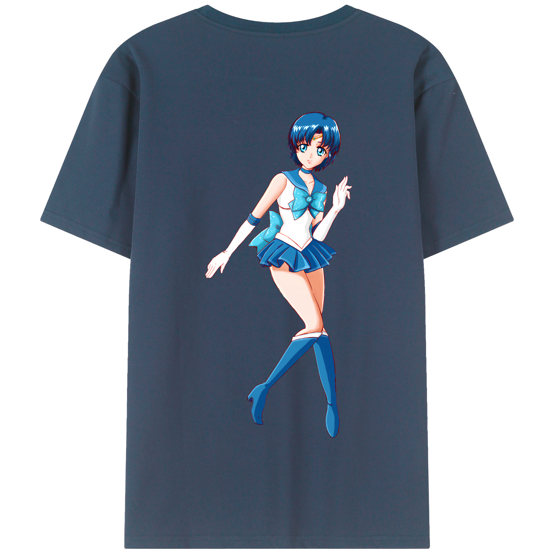（画像用） 美少女戦士セーラームーン 水野 亜美 みずの あみ Sailor Moon Mizuno Ami 綿100％半袖Tシャツ（背面プリント）