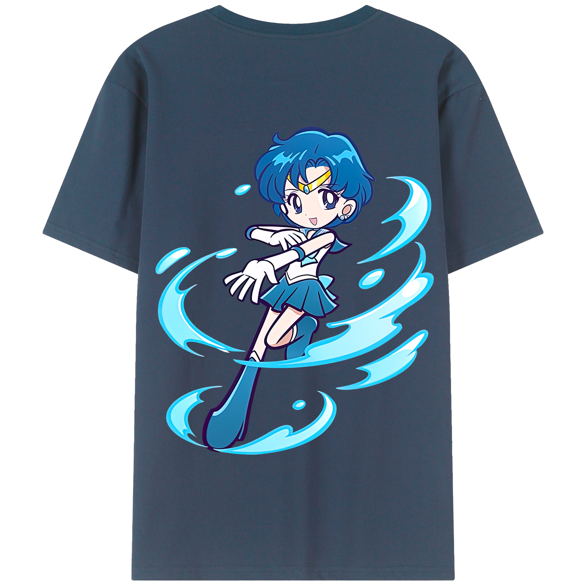 （画像用） 美少女戦士セーラームーン 水野 亜美 みずの あみ Sailor Moon Mizuno Ami 綿100％半袖Tシャツ（背面プリント）