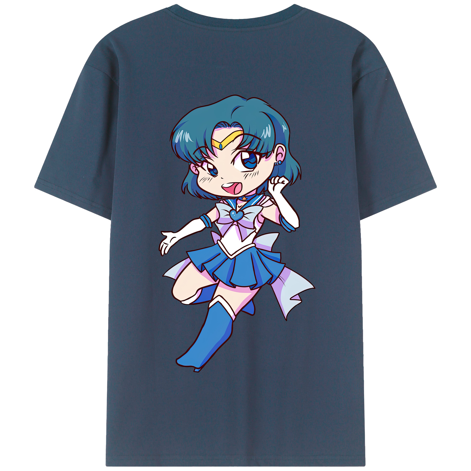 （画像用） 美少女戦士セーラームーン 水野 亜美 みずの あみ Sailor Moon Mizuno Ami 綿100％半袖Tシャツ（背面プリント）