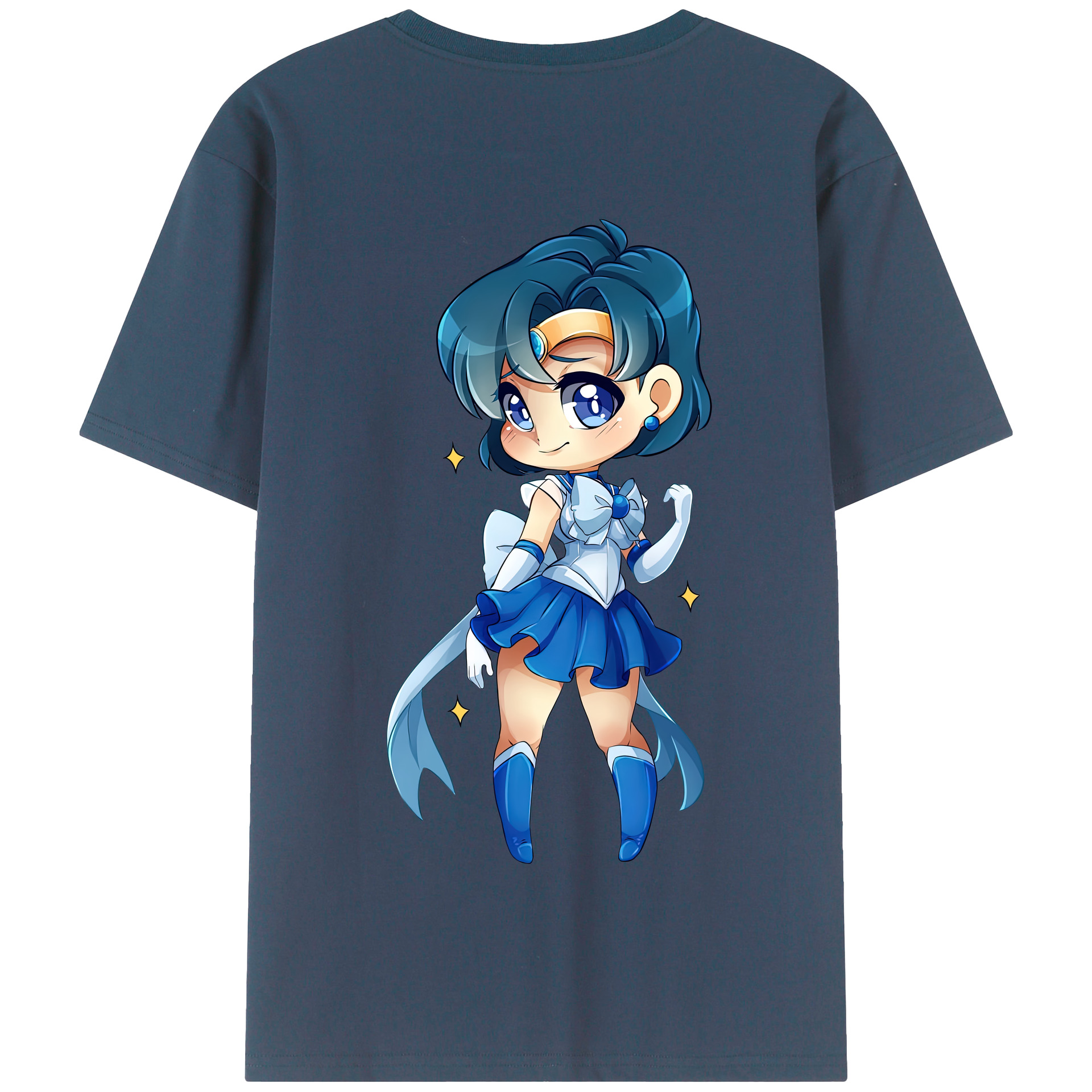 （画像用） 美少女戦士セーラームーン 水野 亜美 みずの あみ Sailor Moon Mizuno Ami 綿100％半袖Tシャツ（背面プリント）