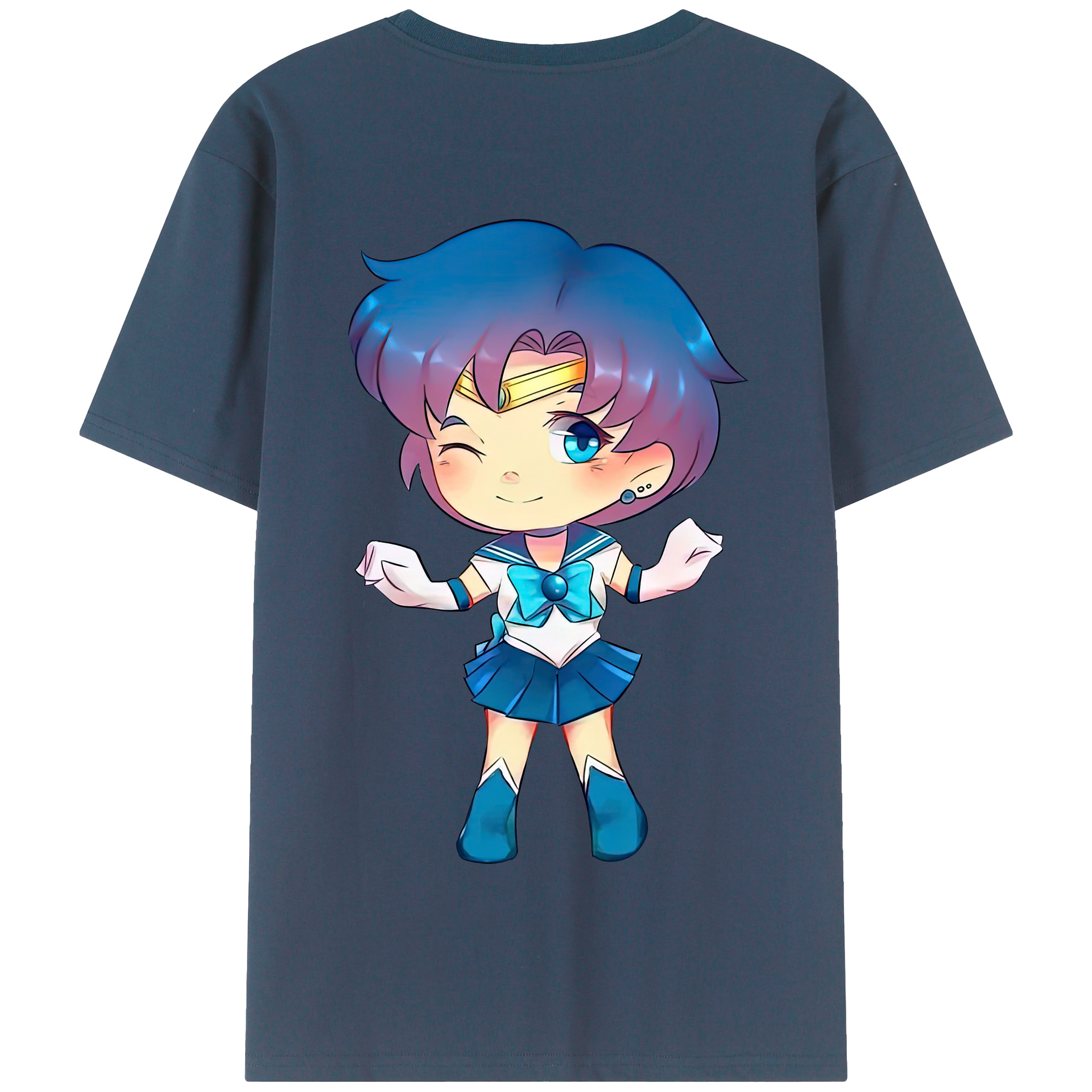 （画像用） 美少女戦士セーラームーン 水野 亜美 みずの あみ Sailor Moon Mizuno Ami 綿100％半袖Tシャツ（背面プリント）