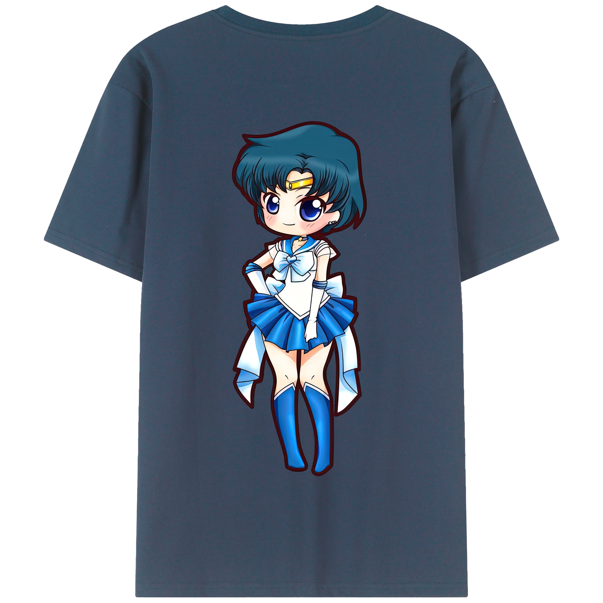 （画像用） 美少女戦士セーラームーン 水野 亜美 みずの あみ Sailor Moon Mizuno Ami 綿100％半袖Tシャツ（背面プリント）