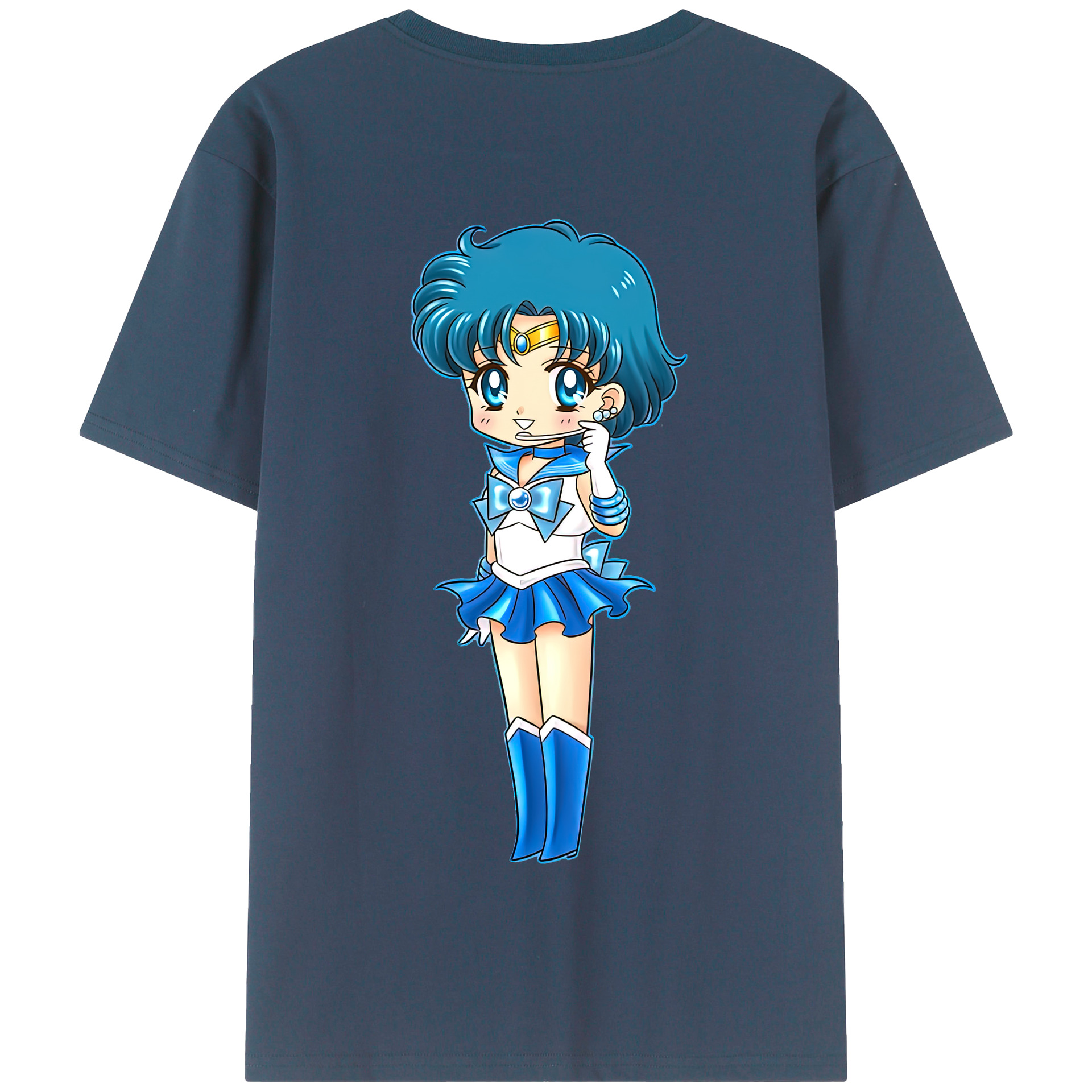 （画像用） 美少女戦士セーラームーン 水野 亜美 みずの あみ Sailor Moon Mizuno Ami 綿100％半袖Tシャツ（背面プリント）