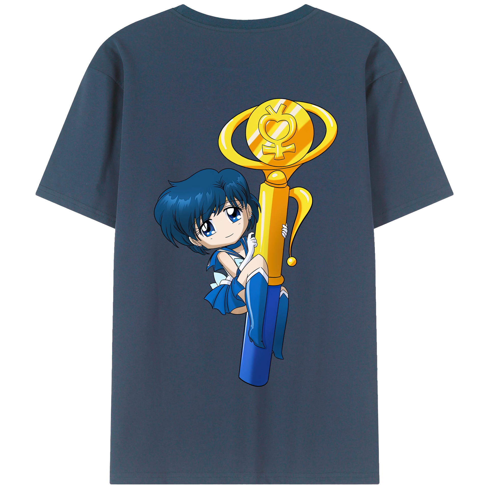 （画像用） 美少女戦士セーラームーン 水野 亜美 みずの あみ Sailor Moon Mizuno Ami 綿100％半袖Tシャツ（背面プリント）
