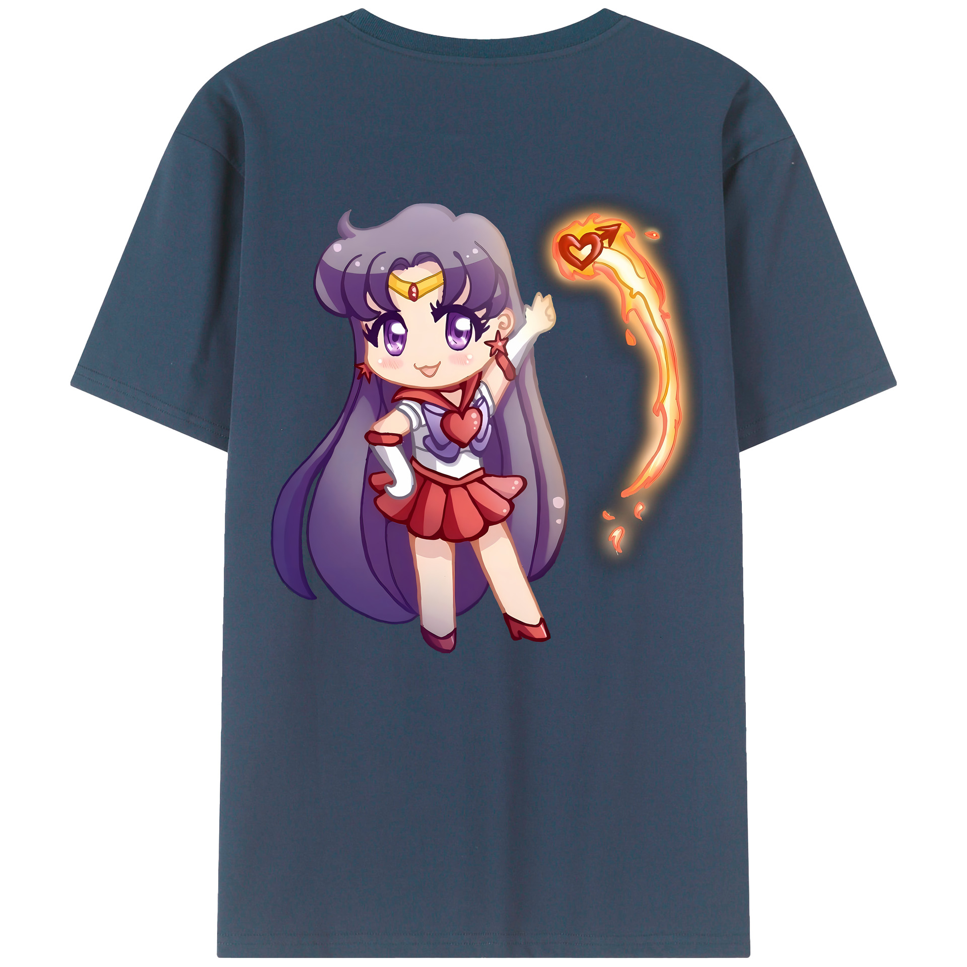 （画像用） 美少女戦士セーラームーン 火野レイ ひの レイ Sailor Moon Hino Rei （セーラーマーズ,Sailor Mars） 綿100％半袖Tシャツ（背面プリント）