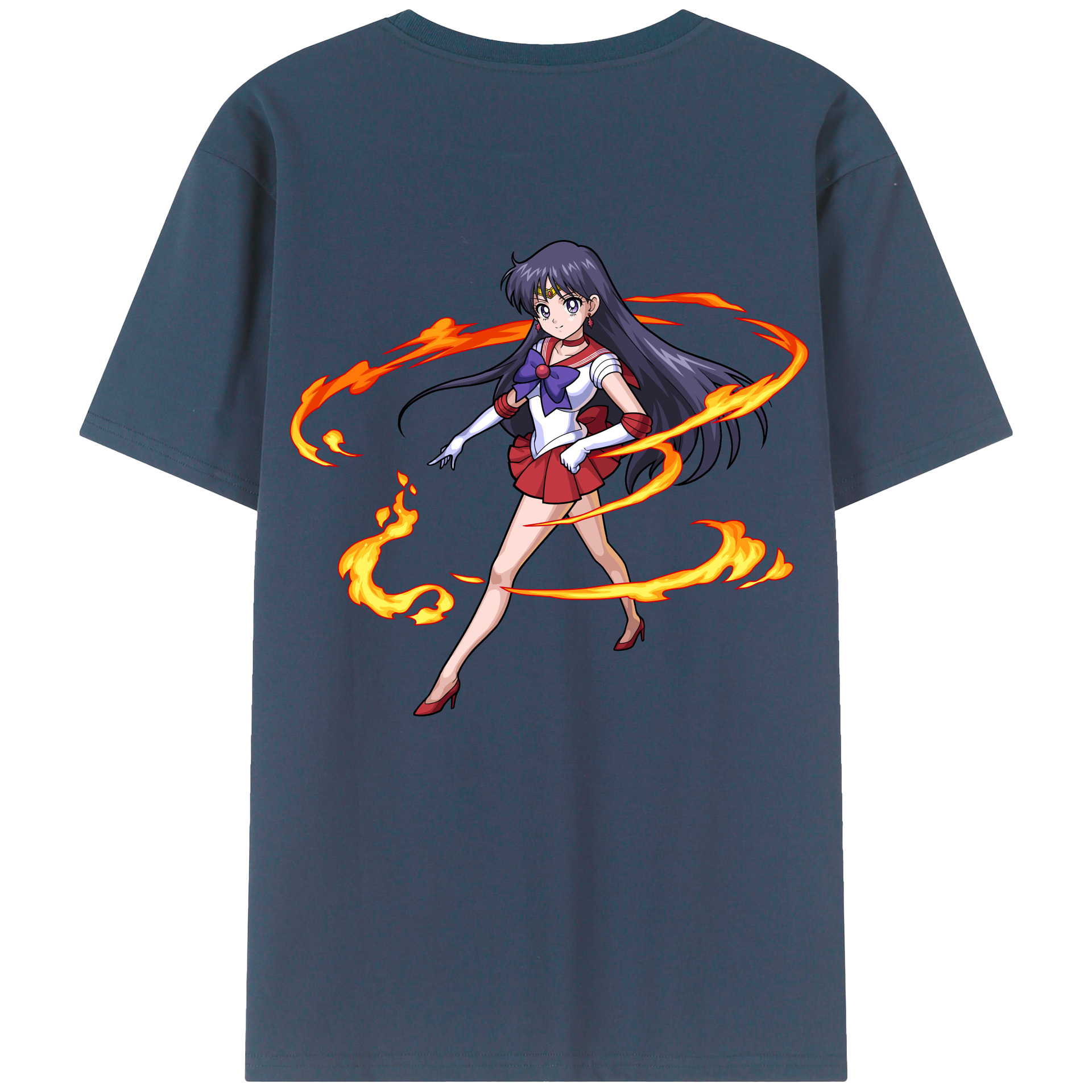 （画像用） 美少女戦士セーラームーン 火野レイ ひの レイ Sailor Moon Hino Rei （セーラーマーズ,Sailor Mars） 綿100％半袖Tシャツ（背面プリント）
