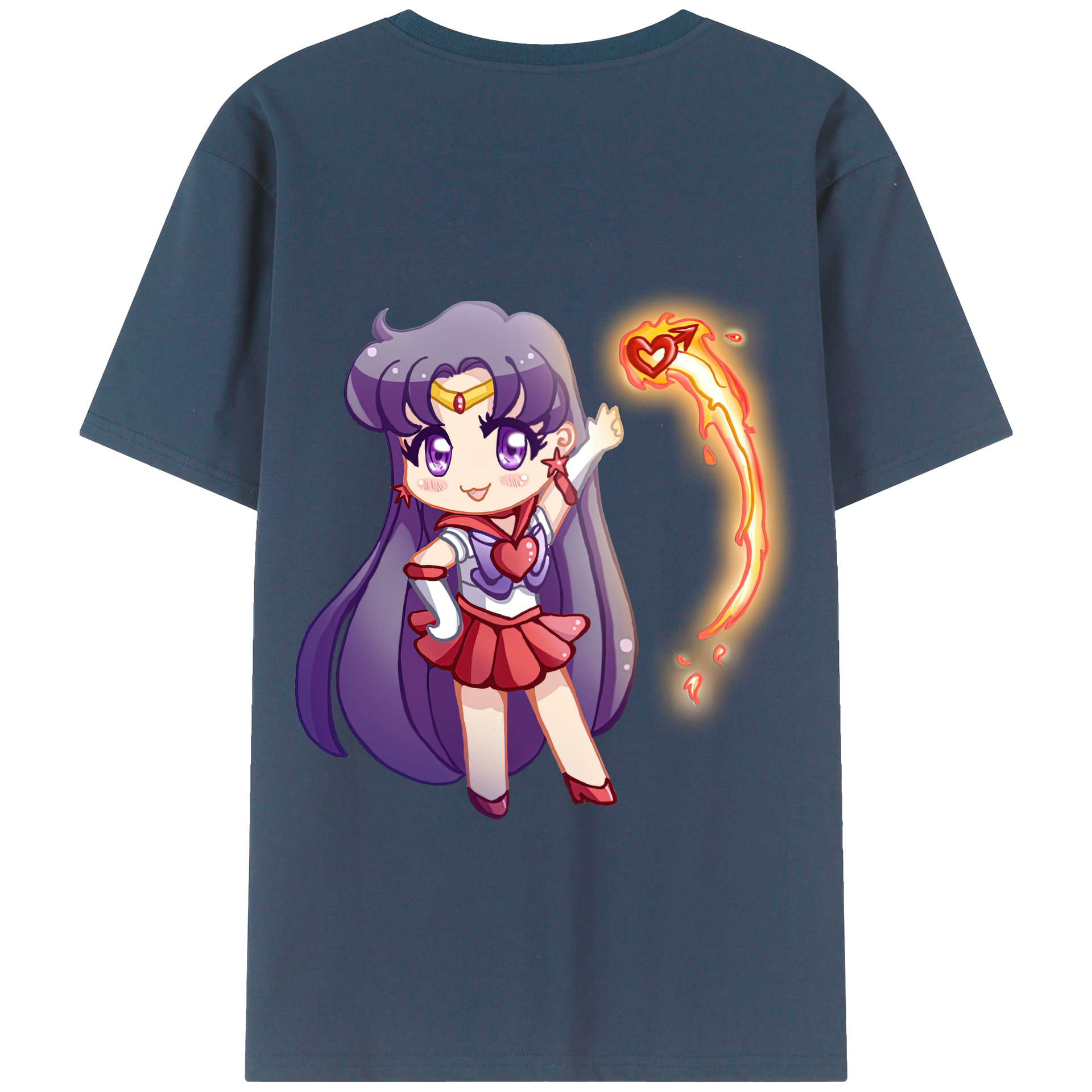 （画像用） 美少女戦士セーラームーン 火野レイ ひの レイ Sailor Moon Hino Rei （セーラーマーズ,Sailor Mars） 綿100％半袖Tシャツ（背面プリント）