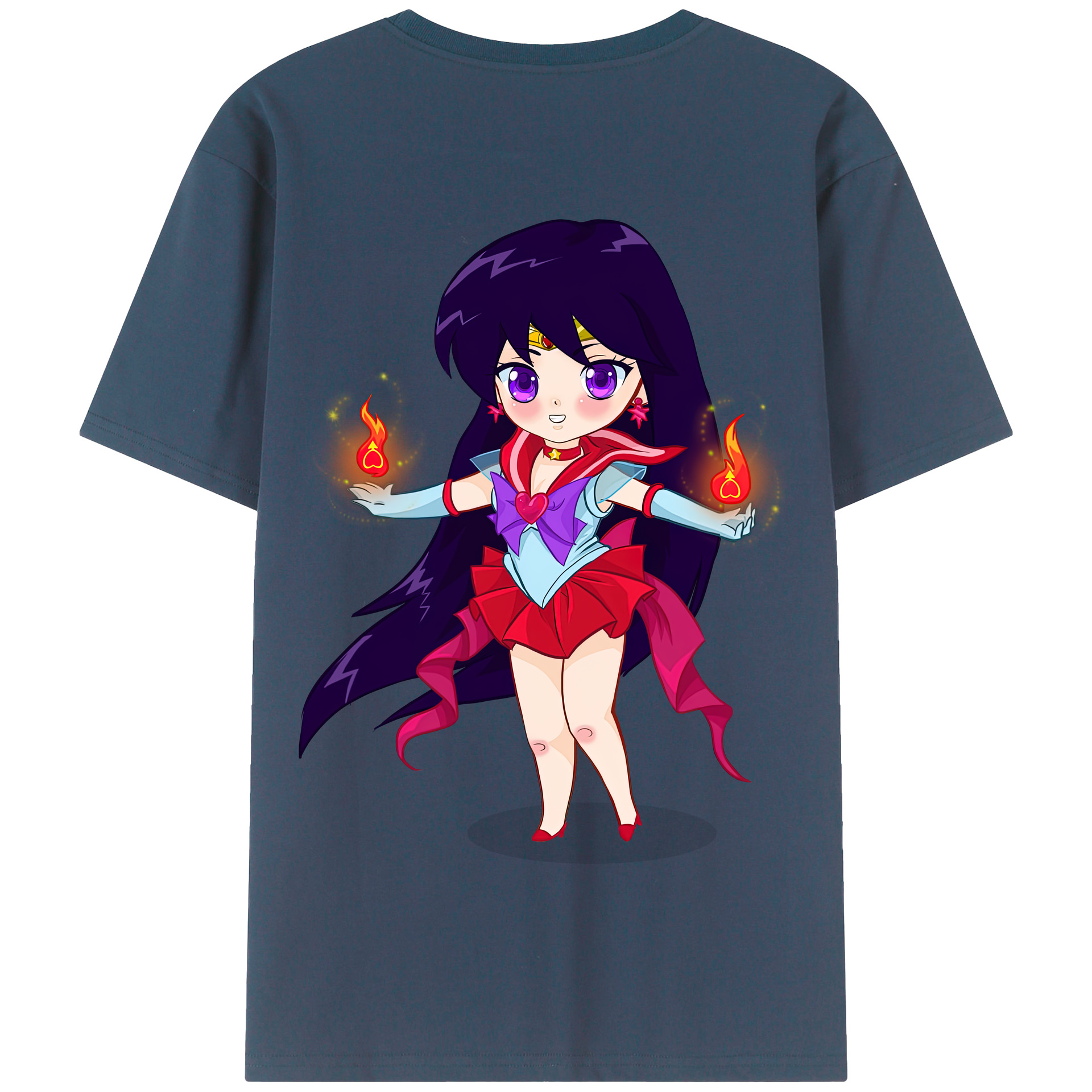 （画像用） 美少女戦士セーラームーン 火野レイ ひの レイ Sailor Moon Hino Rei （セーラーマーズ,Sailor Mars） 綿100％半袖Tシャツ（背面プリント）