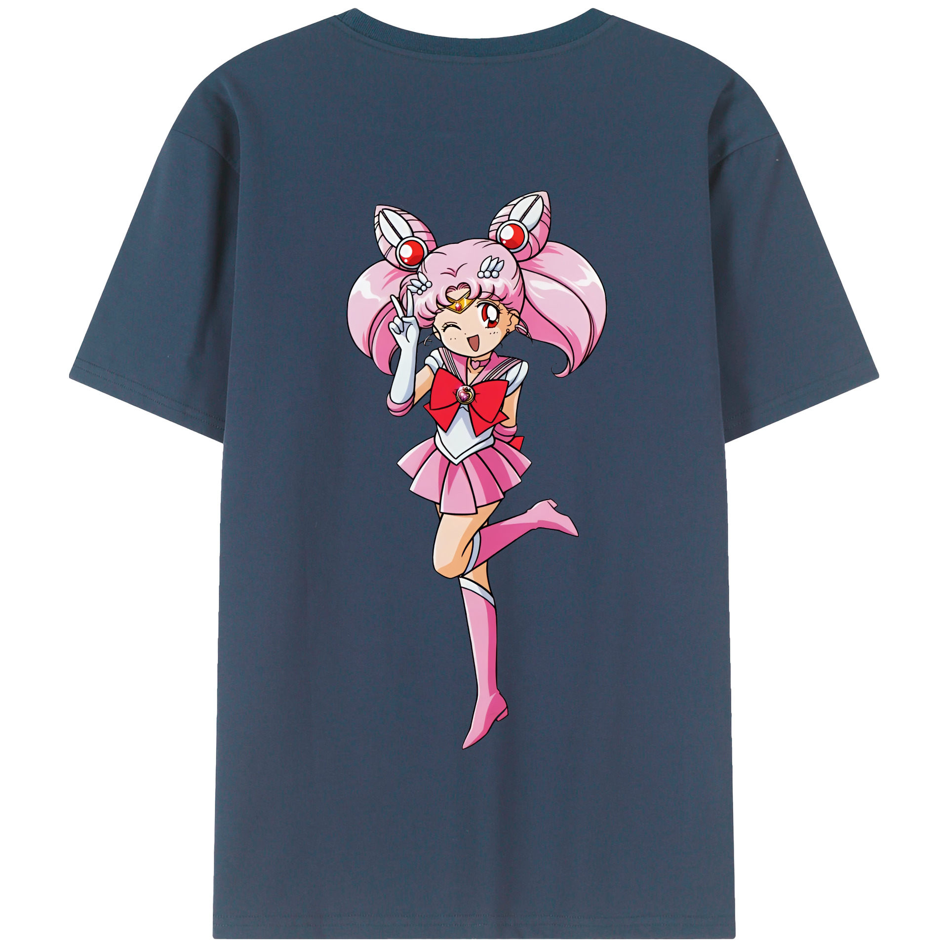 （画像用） 美少女戦士セーラームーン ちびうさ Sailor Moon Chibiusa Tsukino Usagi Small Lady Serenity 綿100％半袖Tシャツ（背面プリント）