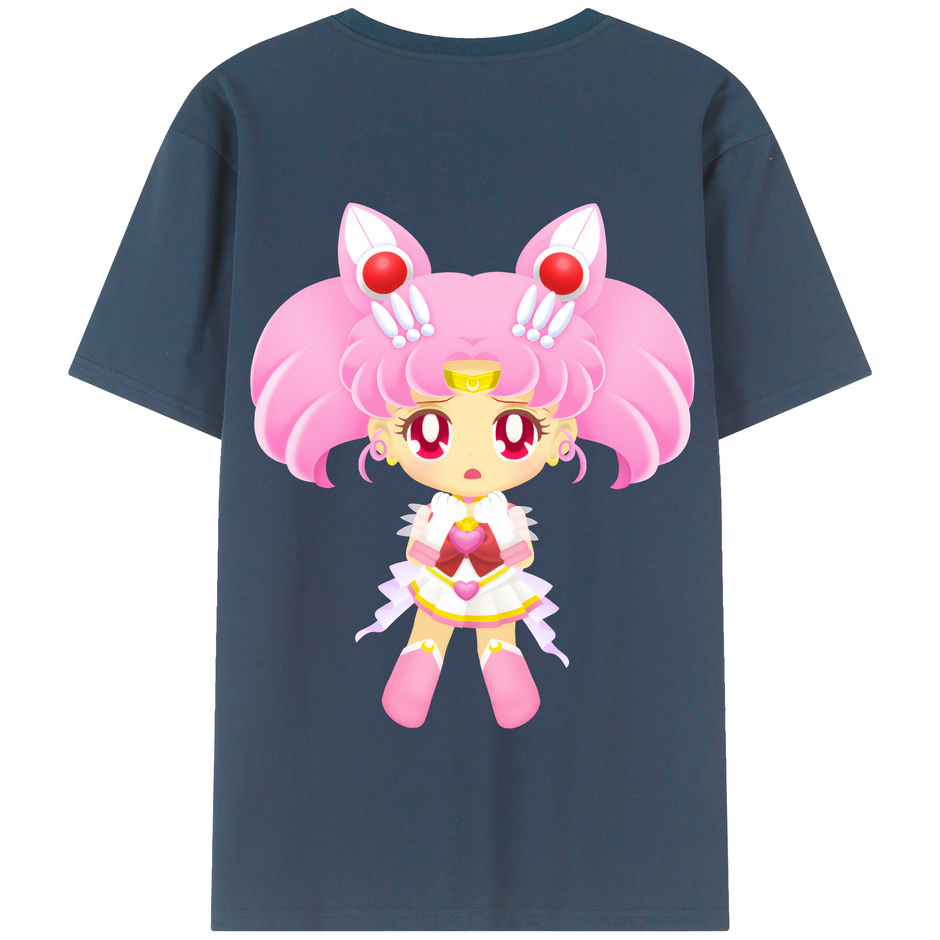 （画像用） 美少女戦士セーラームーン ちびうさ Sailor Moon Chibiusa Tsukino Usagi Small Lady Serenity 綿100％半袖Tシャツ（背面プリント）