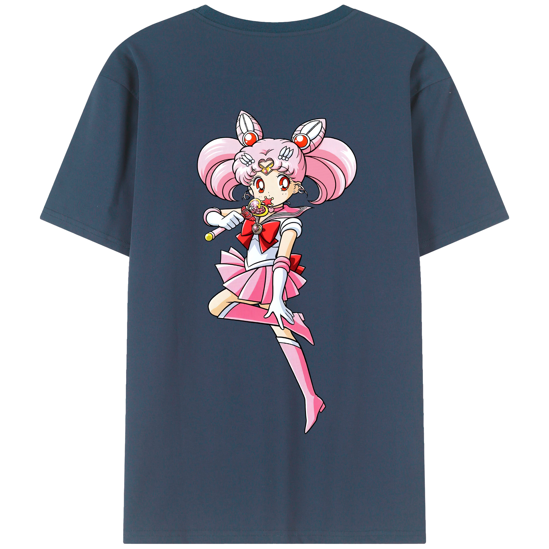 （画像用） 美少女戦士セーラームーン ちびうさ Sailor Moon Chibiusa Tsukino Usagi Small Lady Serenity 綿100％半袖Tシャツ（背面プリント）