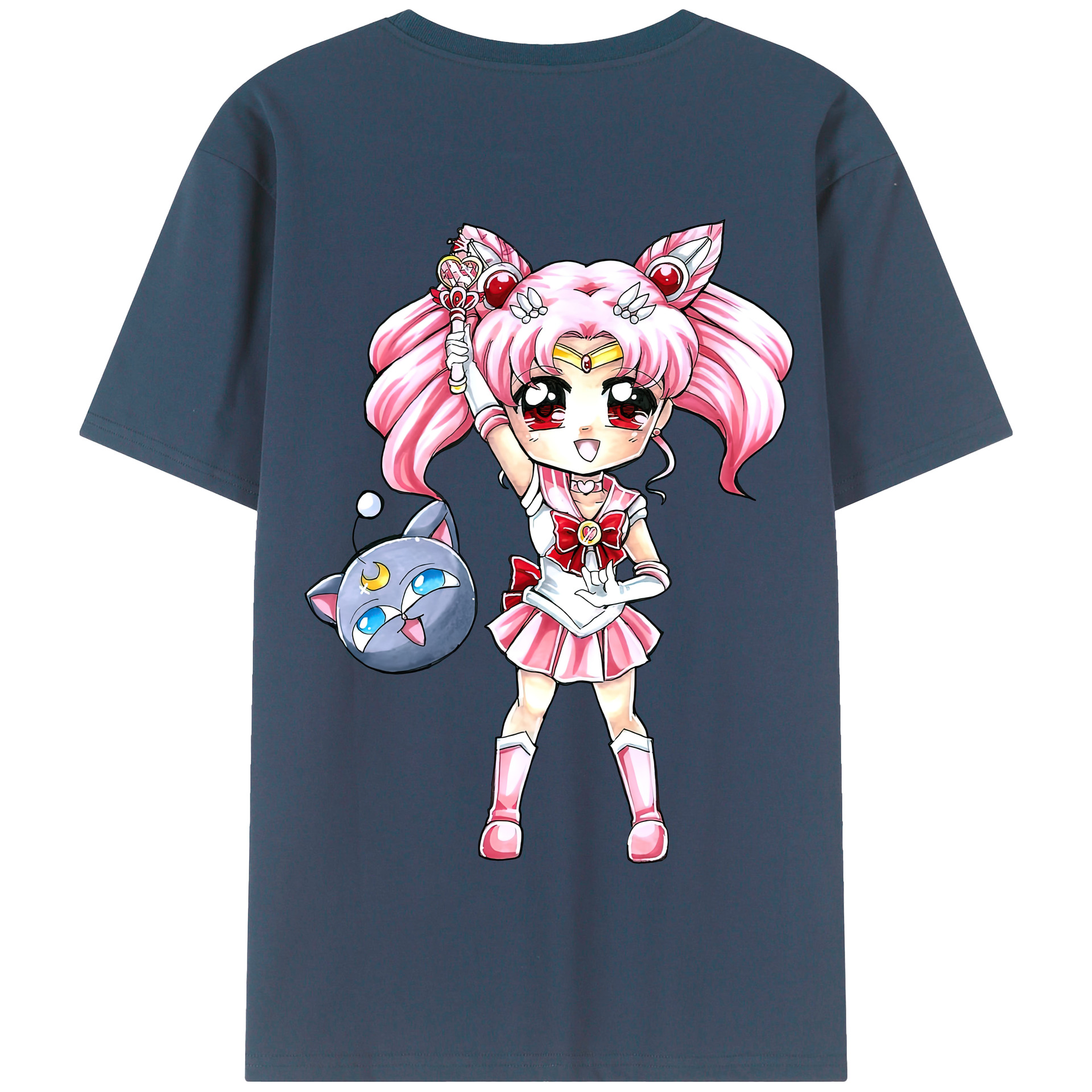 （画像用） 美少女戦士セーラームーン ちびうさ Sailor Moon Chibiusa Tsukino Usagi Small Lady Serenity 綿100％半袖Tシャツ（背面プリント）