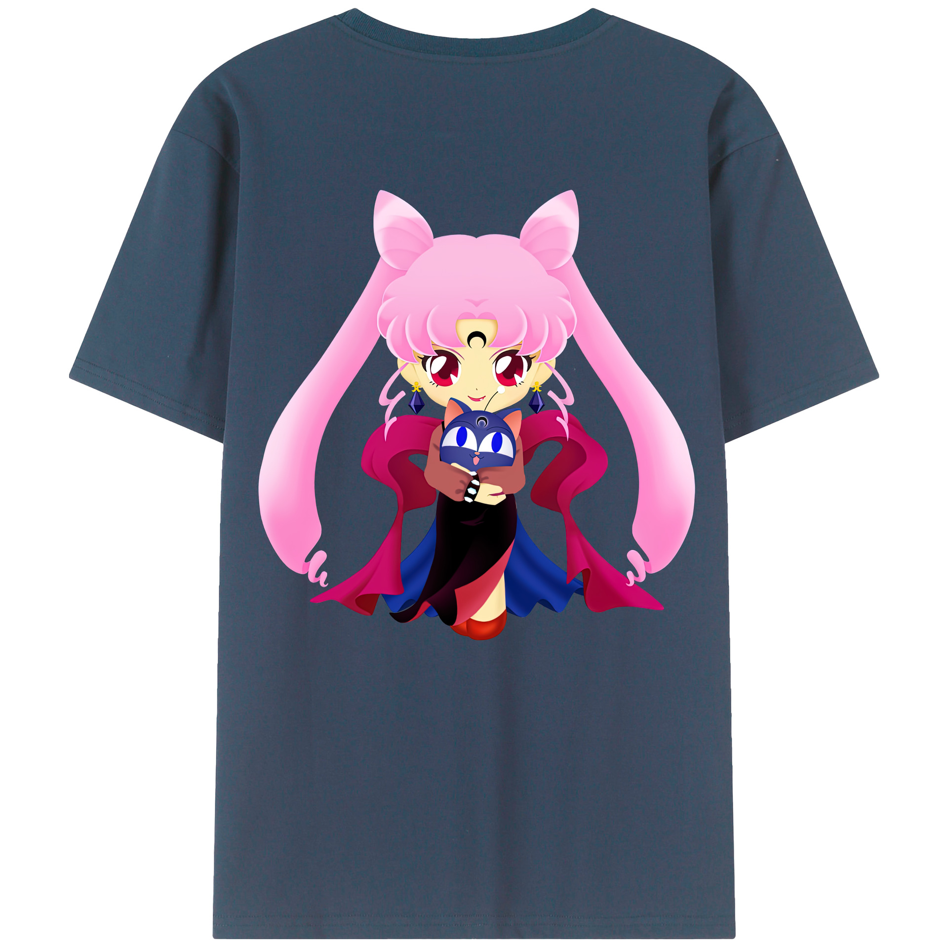 （画像用） 美少女戦士セーラームーン ちびうさ Sailor Moon Chibiusa Tsukino Usagi Small Lady Serenity 綿100％半袖Tシャツ（背面プリント）