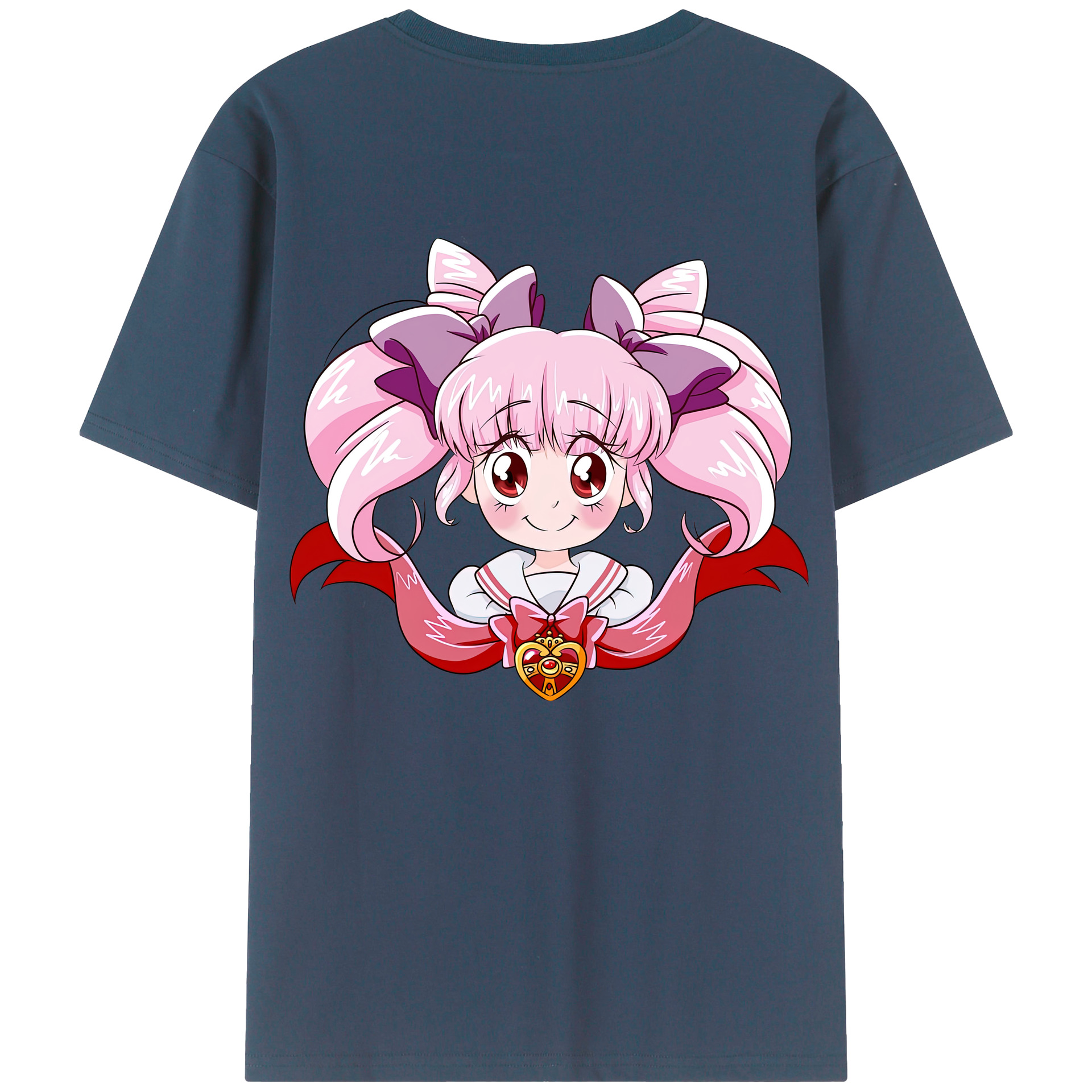 （画像用） 美少女戦士セーラームーン ちびうさ Sailor Moon Chibiusa Tsukino Usagi Small Lady Serenity 綿100％半袖Tシャツ（背面プリント）