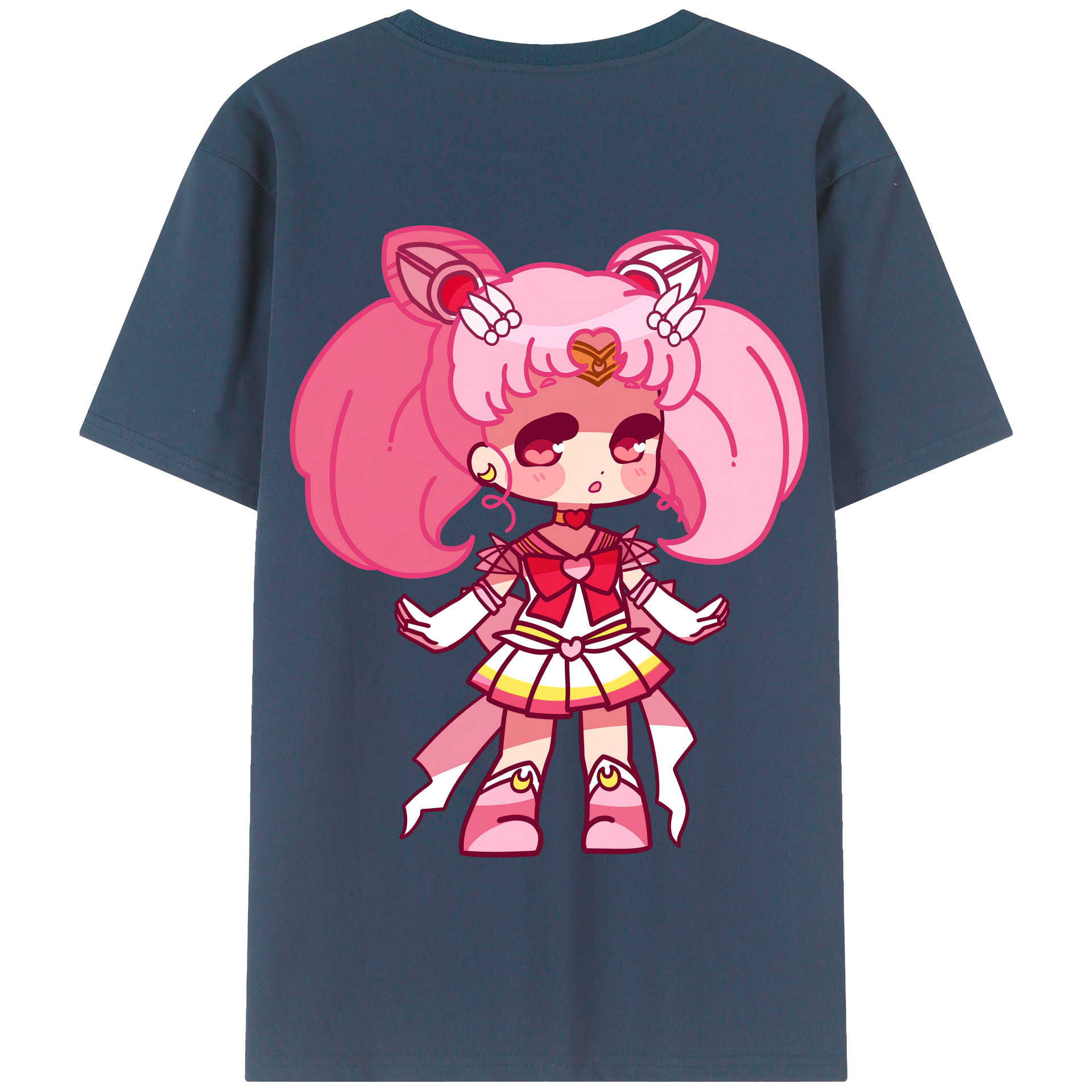 （画像用） 美少女戦士セーラームーン ちびうさ Sailor Moon Chibiusa Tsukino Usagi Small Lady Serenity 綿100％半袖Tシャツ（背面プリント）
